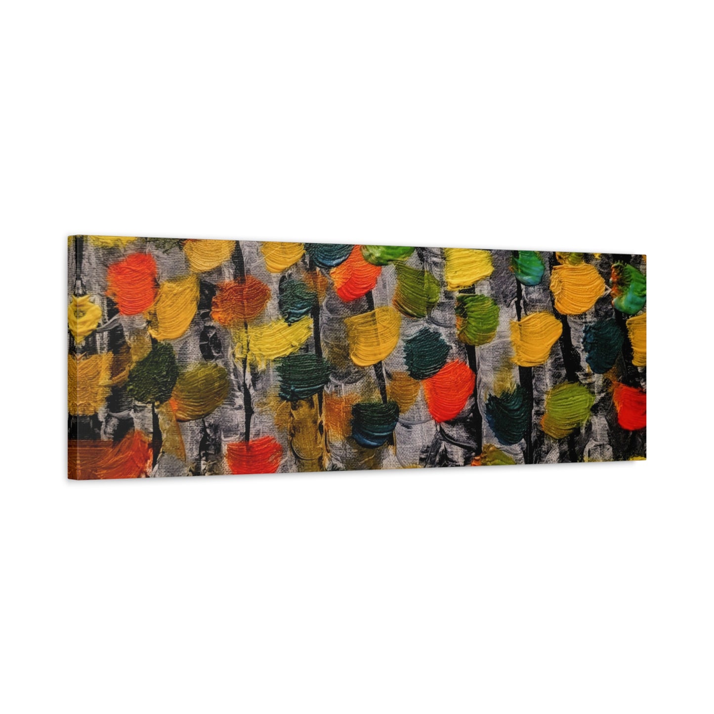 birch trees with color strokes - Abstract Color Bloom Matte Canvas Wall Art — Stretched 1.25"