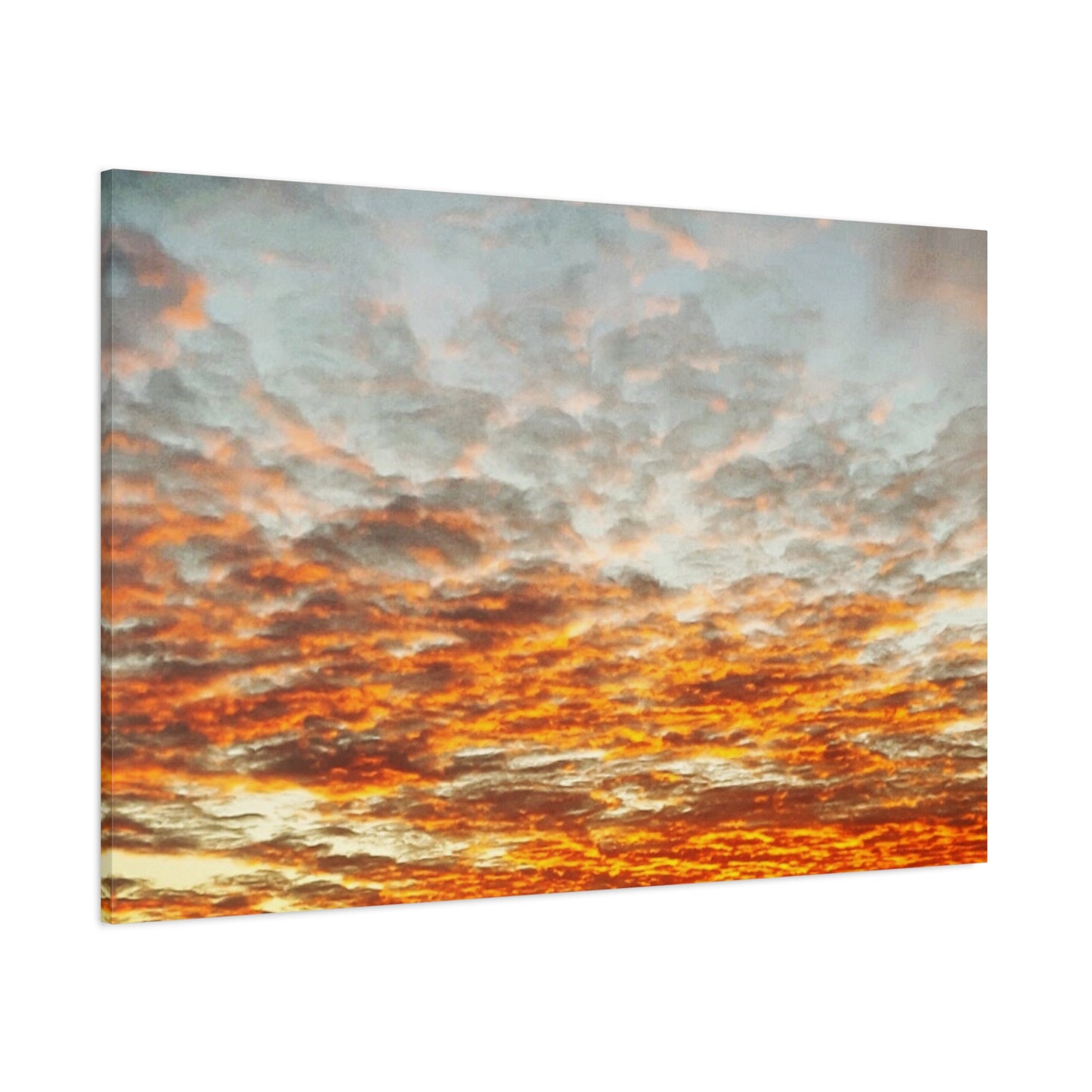 Sunset Sky Canvas Print — Orange Cloudscape Matte Stretched Wall Art