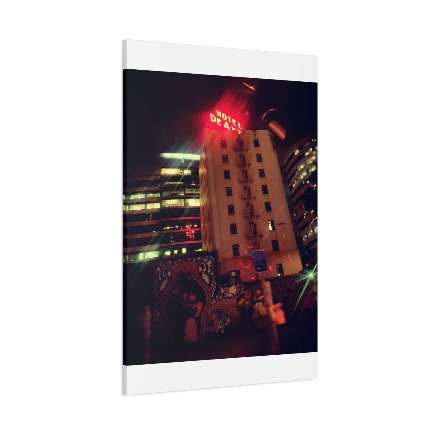 Hotel DeAnza - City Nightscape Canvas Print — Urban Street Art Building Matte Stretched 1.25"