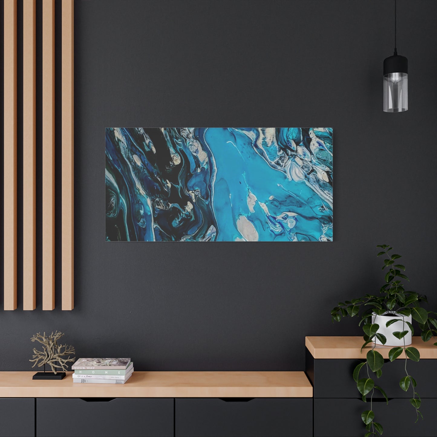 Blue Ocean Abstract Matte Canvas Print — Stretched Wall Art