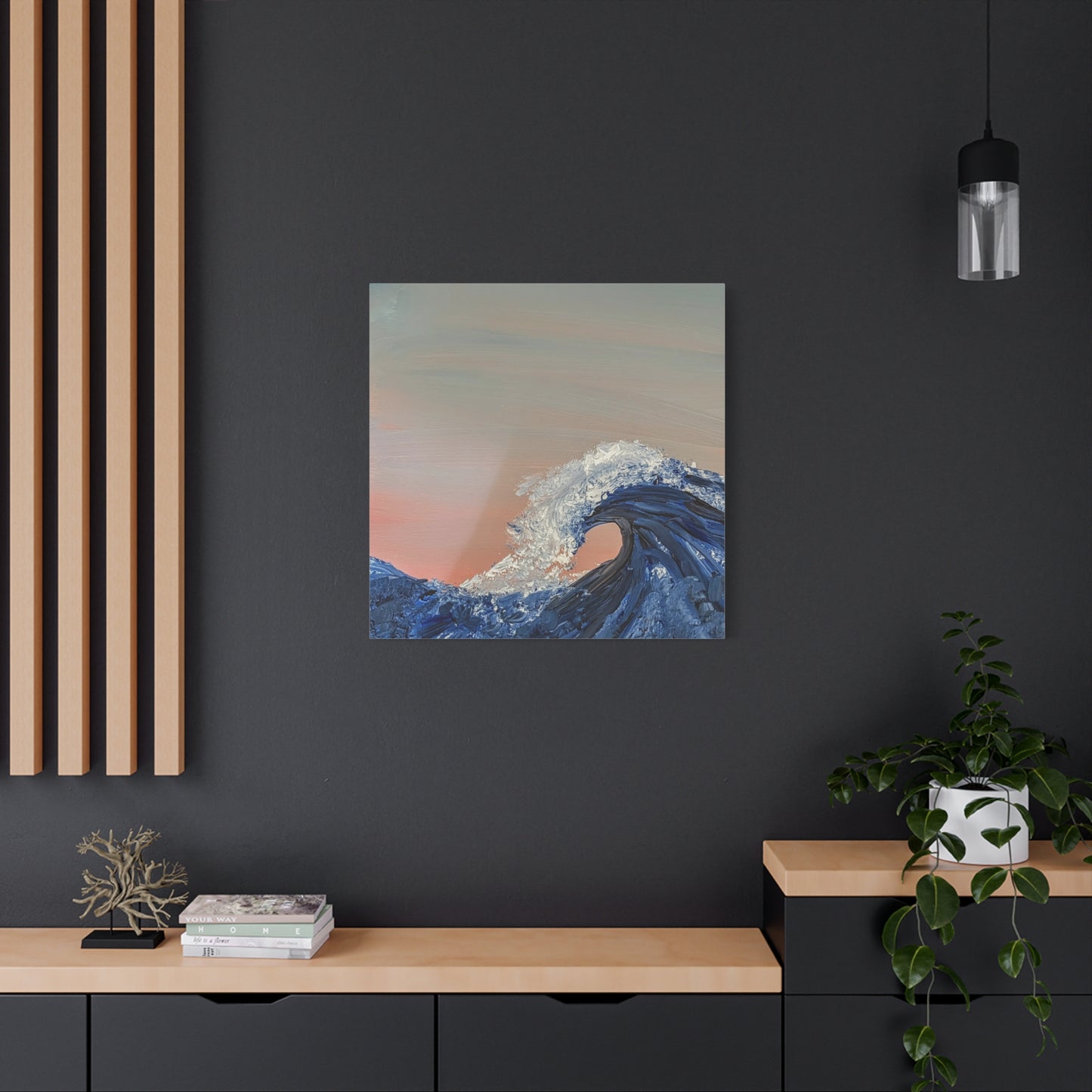 California_Coast - Ocean Wave Canvas Art — Blue Wave Seascape Matte Stretched Canvas