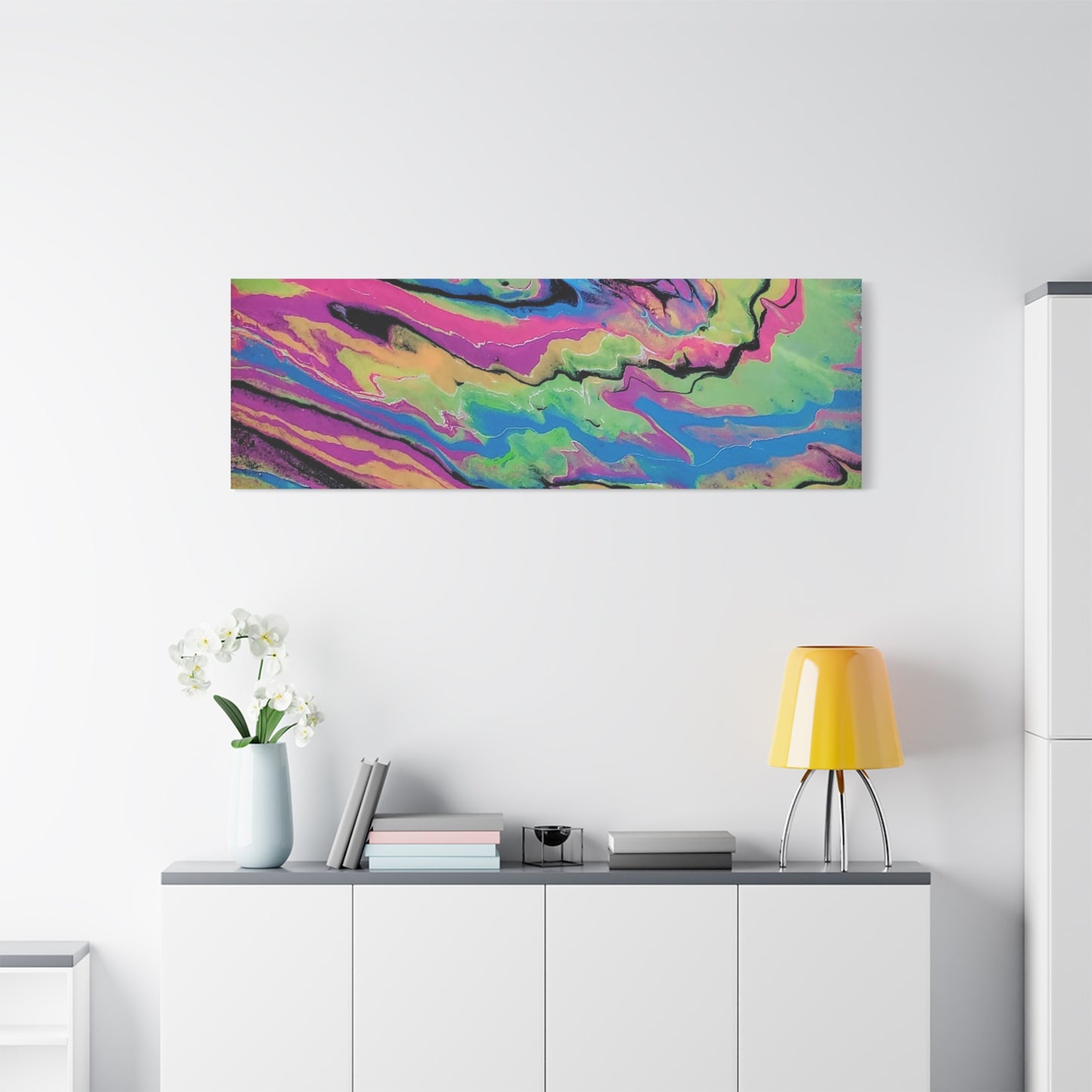 Abstract Neon Fluid Art Canvas Print — Vibrant Psychedelic Wall Decor