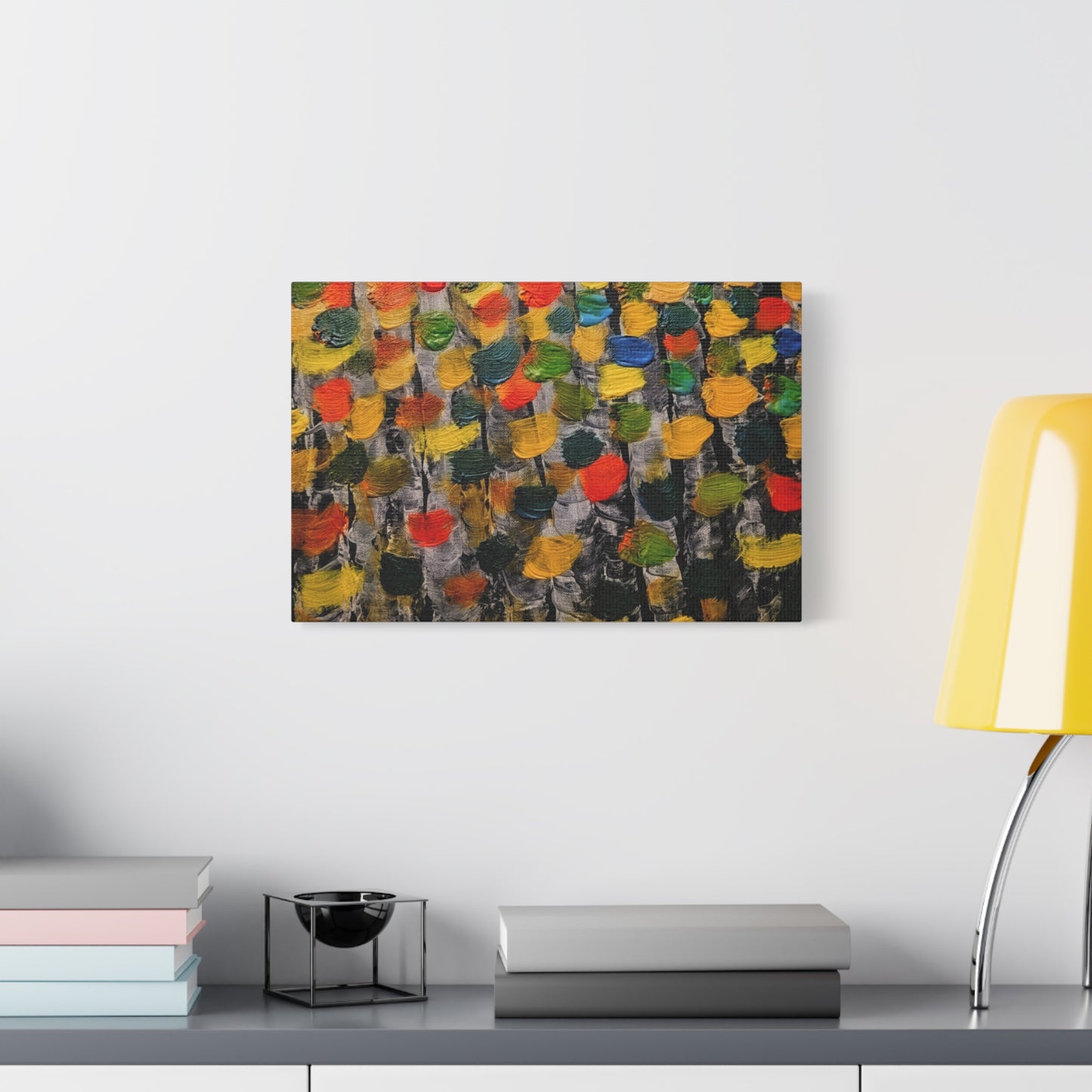 birch trees with color strokes - Abstract Color Bloom Matte Canvas Wall Art — Stretched 1.25"
