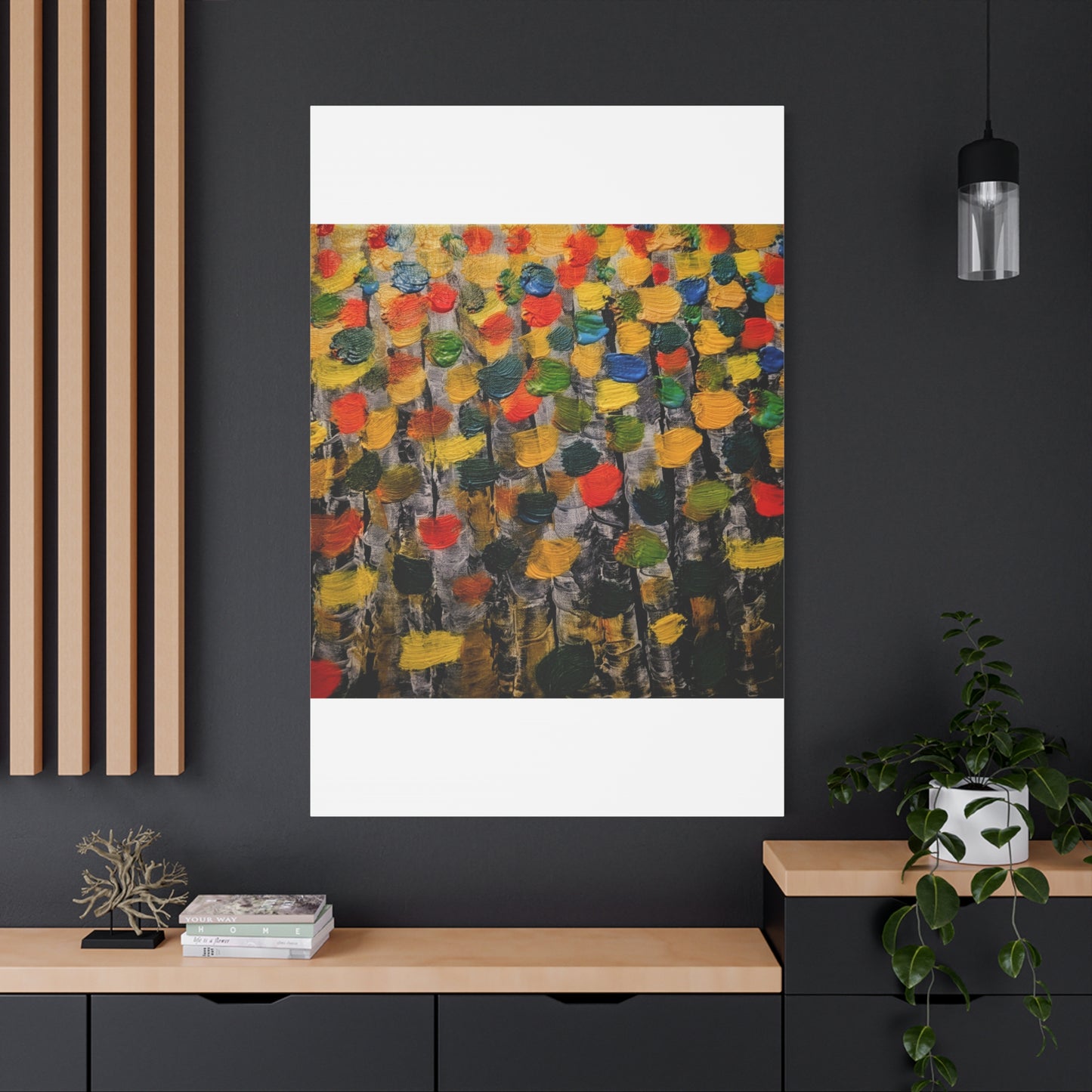 birch trees with color strokes - Abstract Color Bloom Matte Canvas Wall Art — Stretched 1.25"