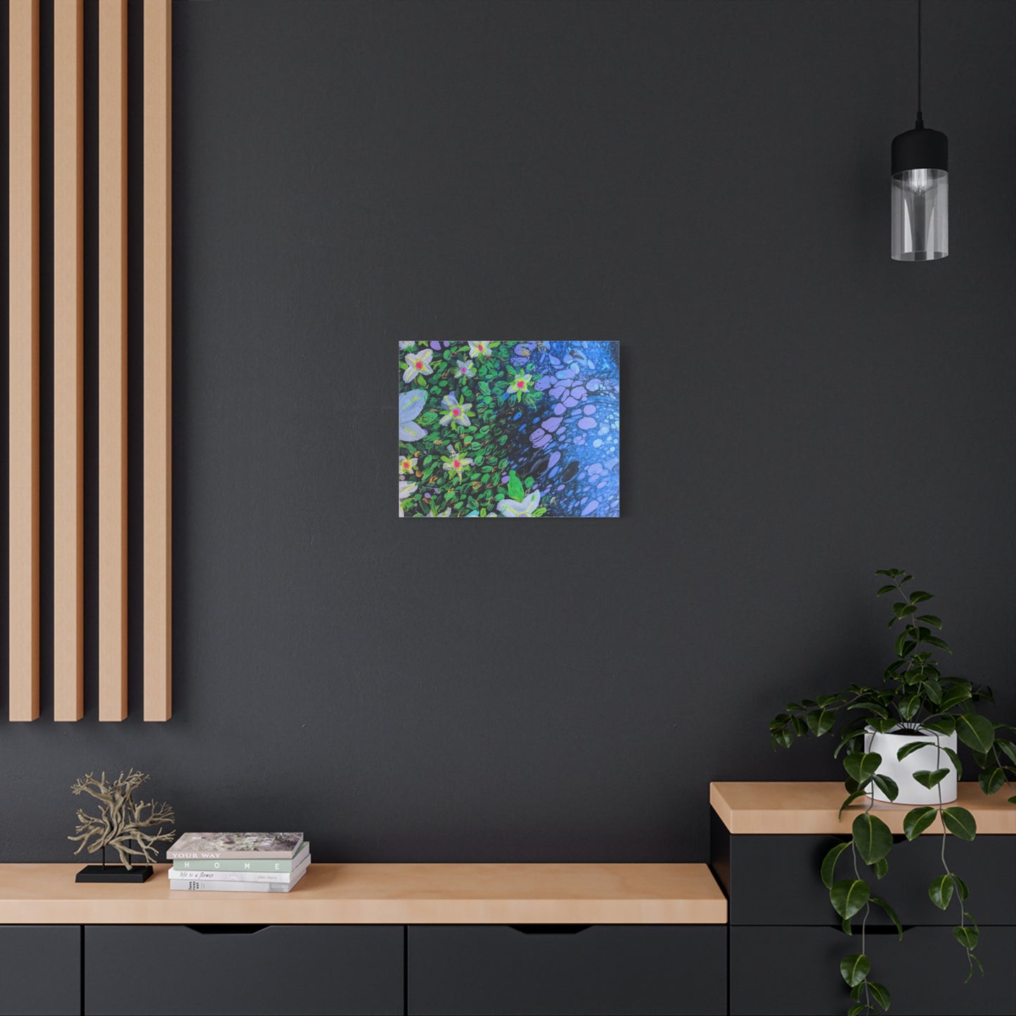 Floetrol&Flowers -  Reef Matte Canvas Wall Art — Blue & Green Abstract Flower Painting
