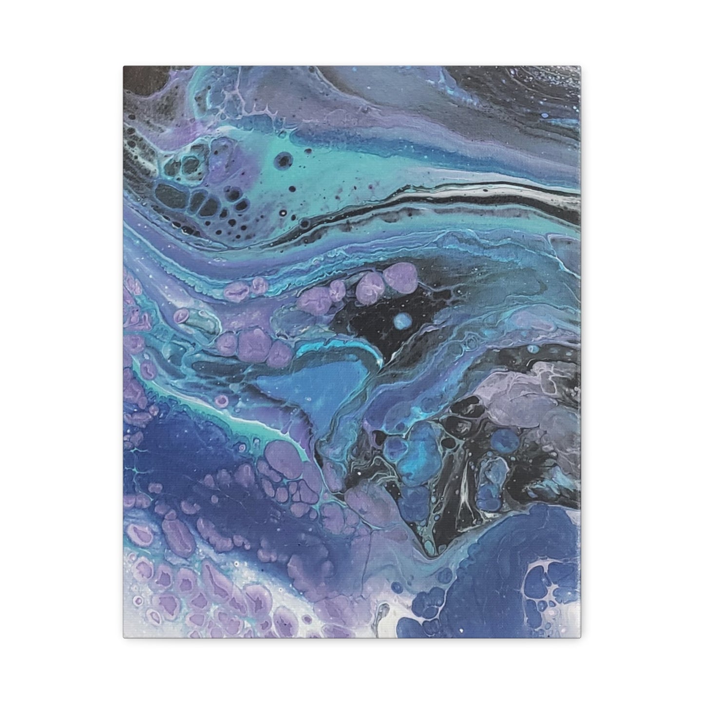 Abstract Ocean Wave Matte Canvas Print — Blue & Purple Fluid Art, Stretched 1.25"