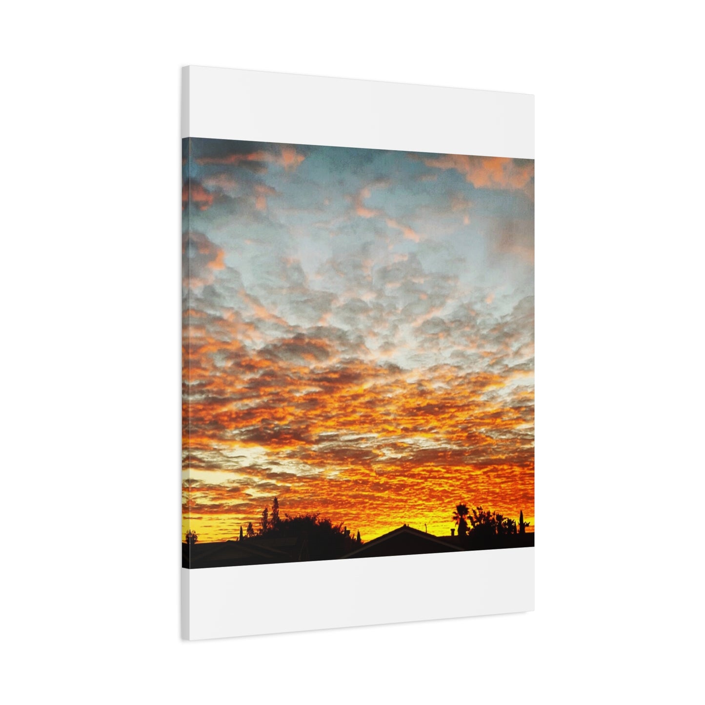 Sunset Sky Canvas Print — Orange Cloudscape Matte Stretched Wall Art