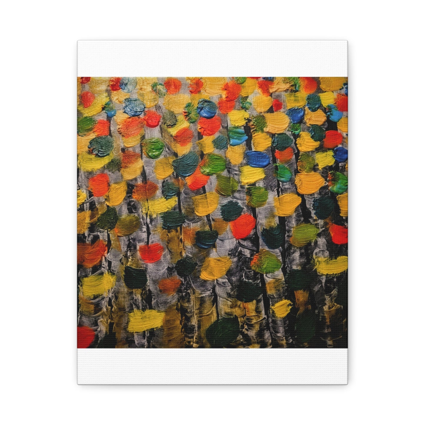 birch trees with color strokes - Abstract Color Bloom Matte Canvas Wall Art — Stretched 1.25"