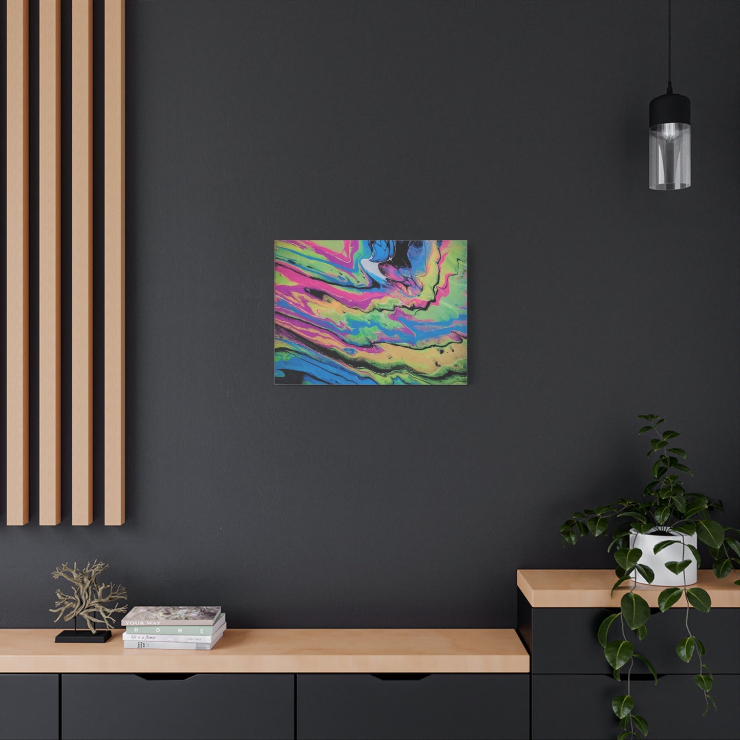 Abstract Neon Fluid Art Canvas Print — Vibrant Psychedelic Wall Decor
