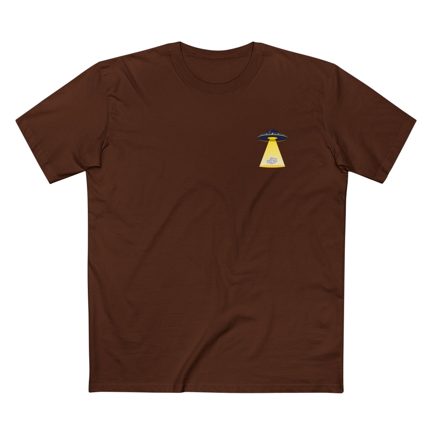 UFO Chest Pocket Tee — Retro Rocket Back Graphic Shirt