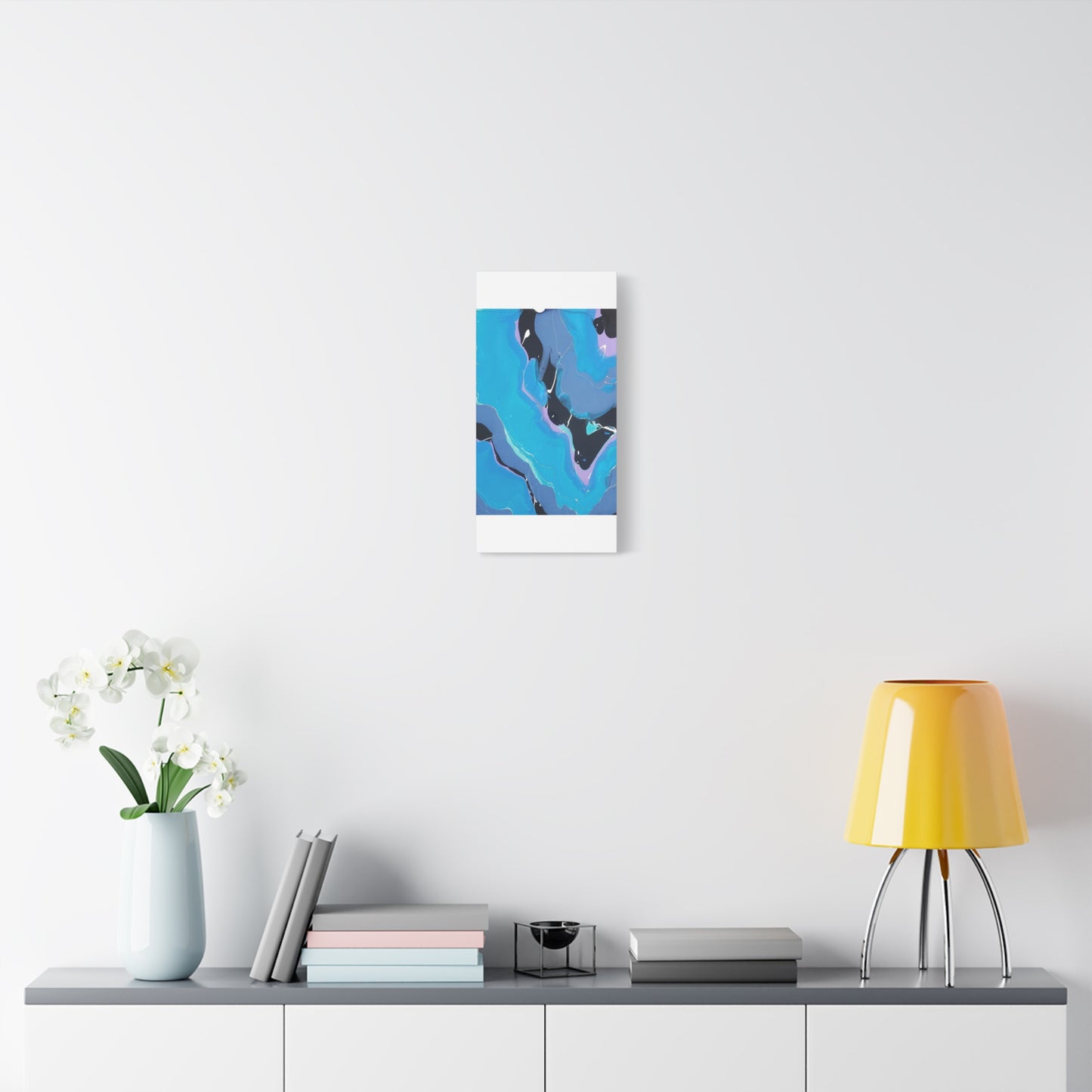 Abstract Blue Fluid Art Canvas Print — Matte Stretched Wall Art 1.25"