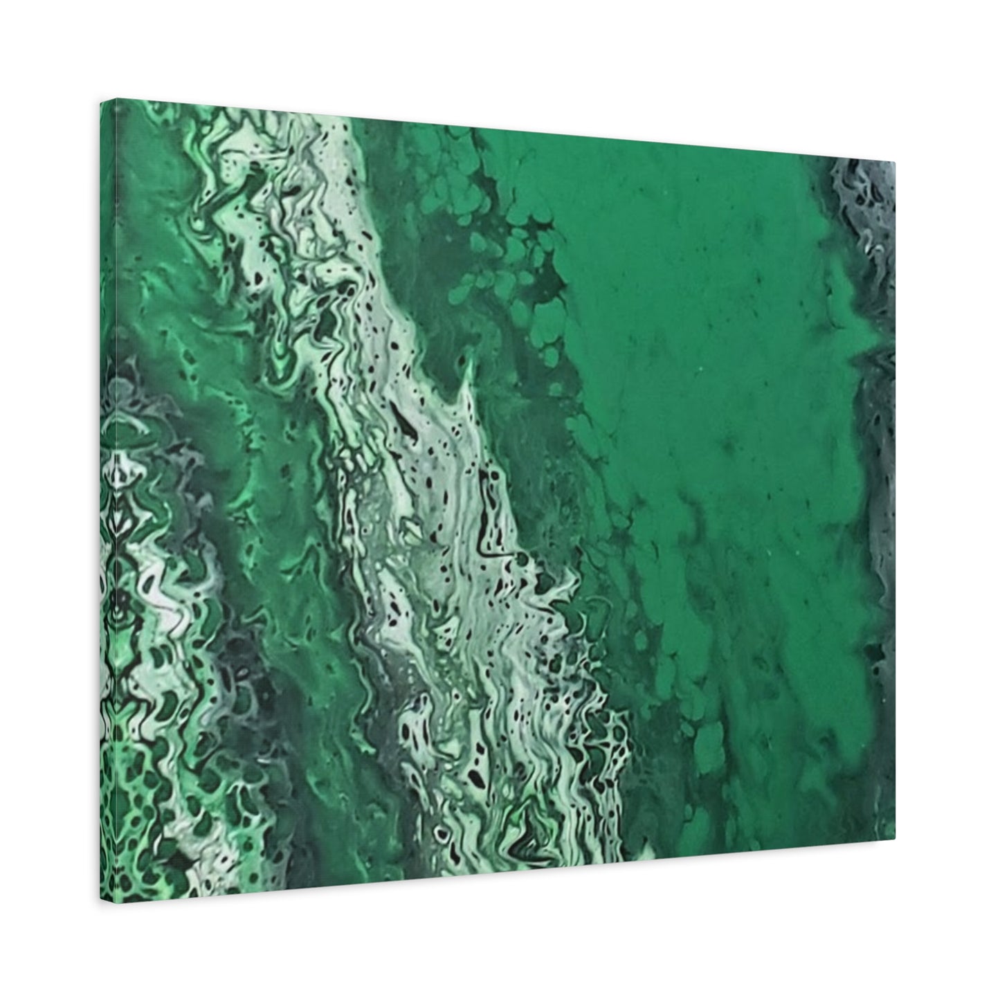 Emerald Wave Abstract Canvas Print — Matte Stretched Wall Art