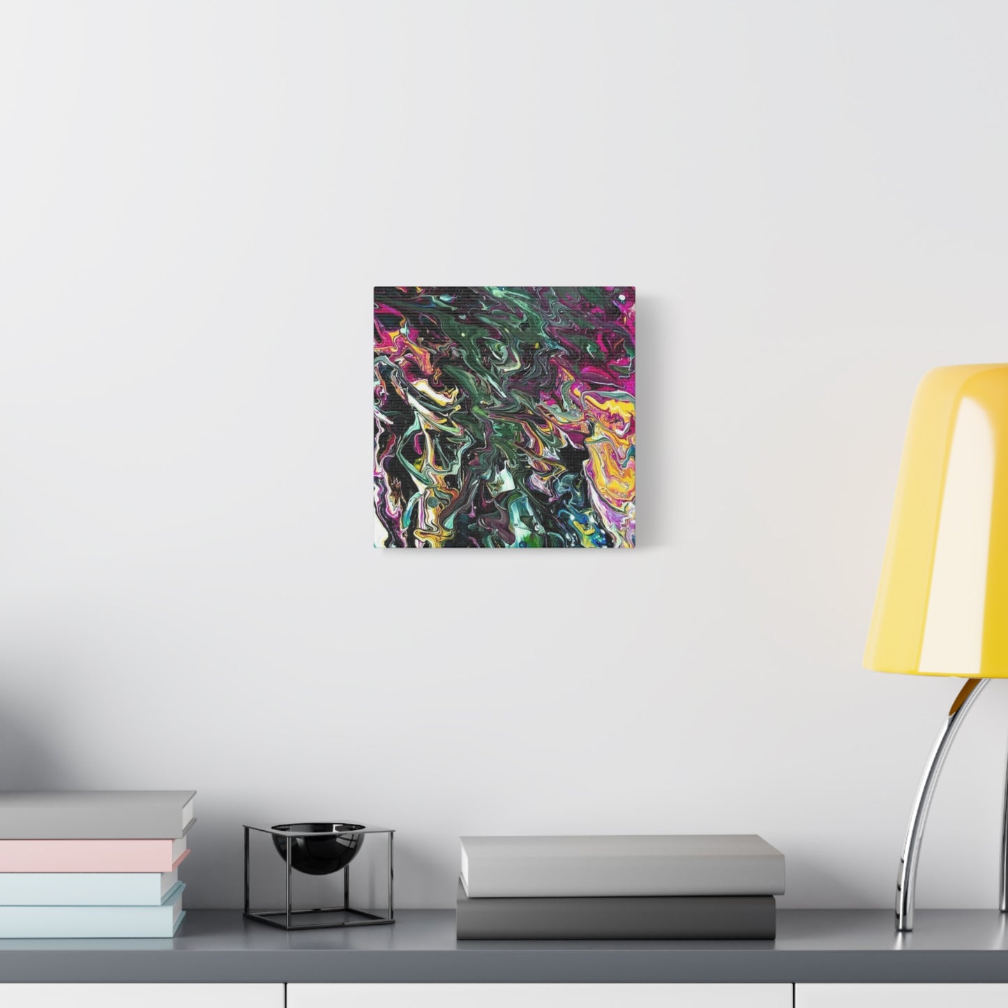 chaos in the garden - Abstract Fluid Art Matte Canvas Print - Colorful Swirl Wall Art