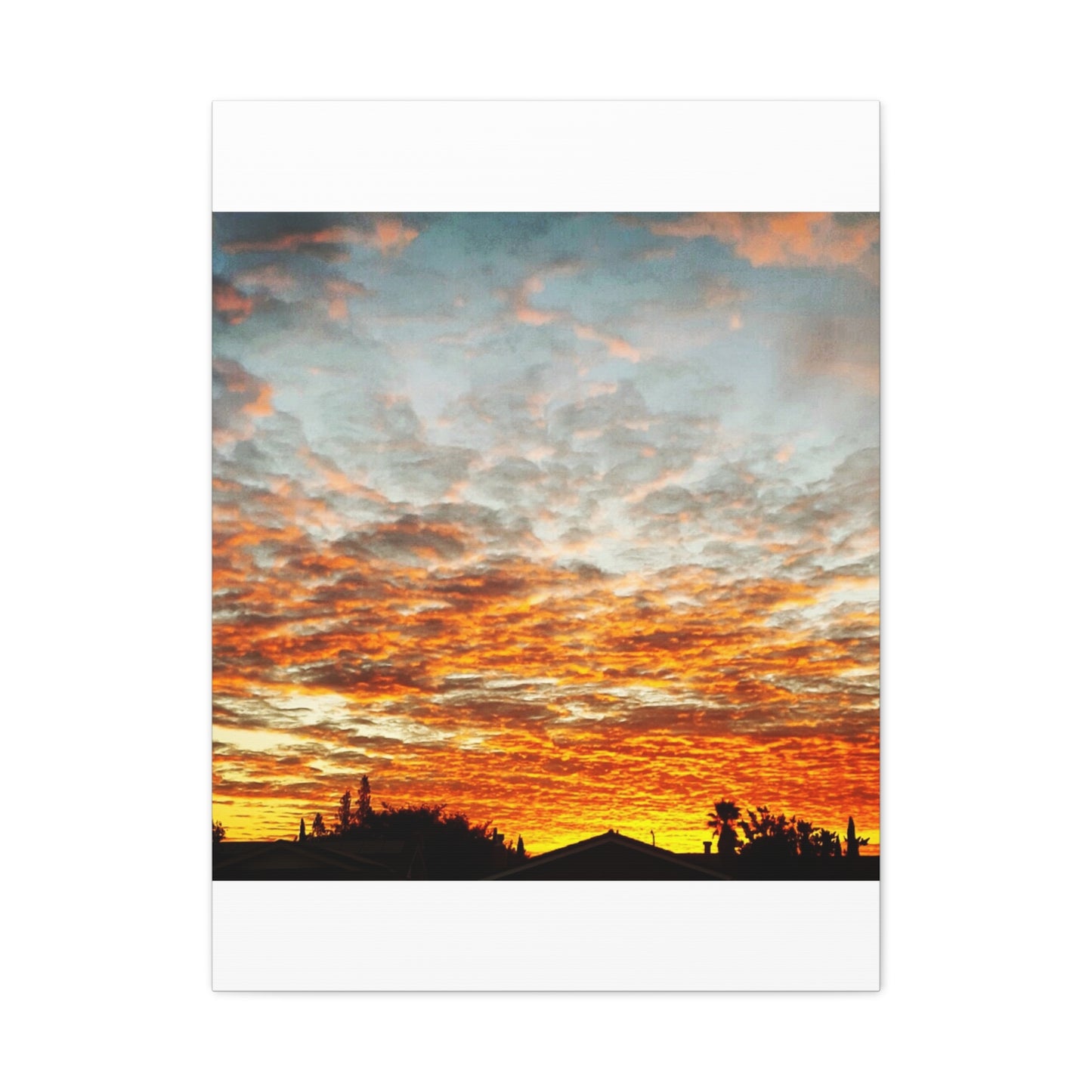 Sunset Sky Canvas Print — Orange Cloudscape Matte Stretched Wall Art