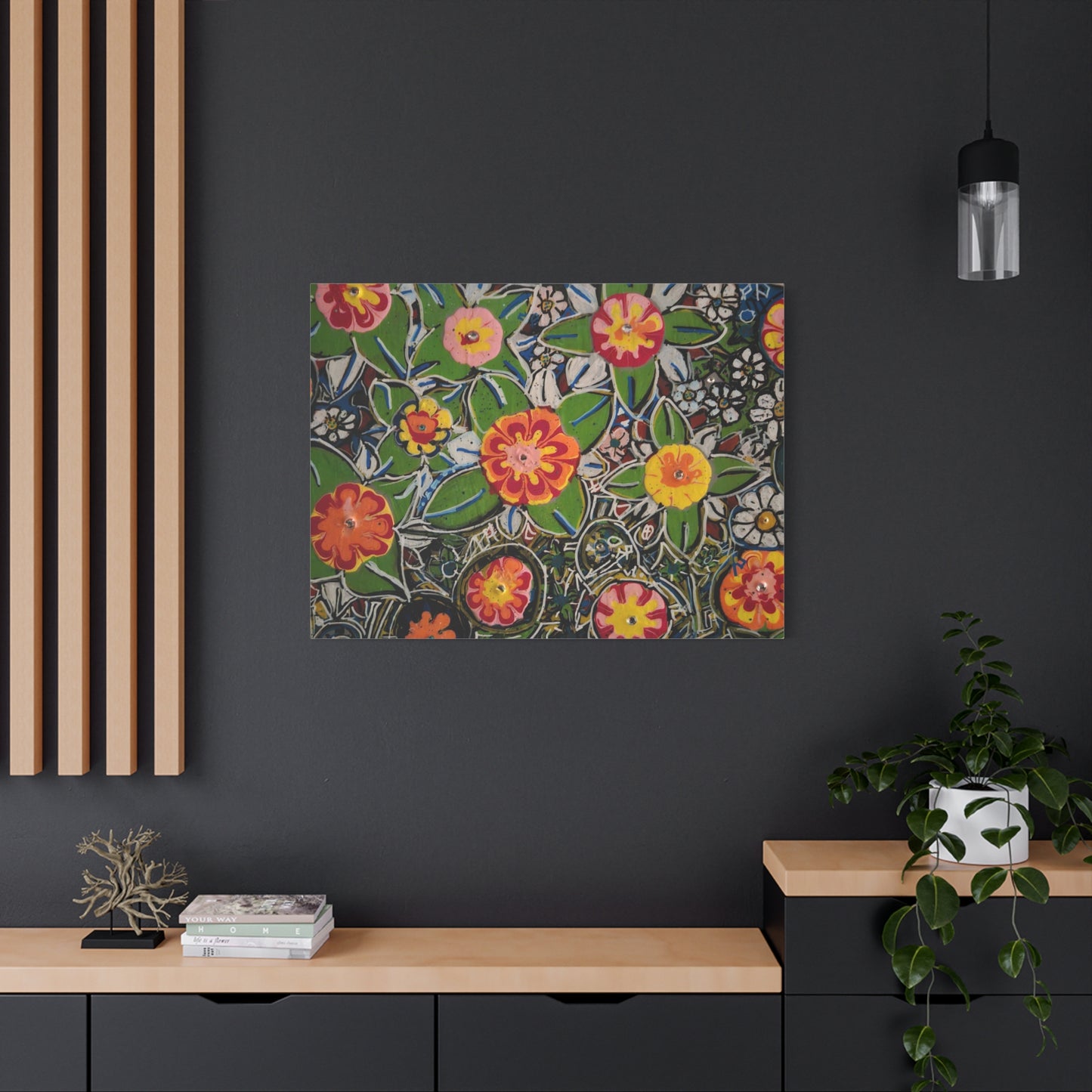 Urban_gardening-04 - Floral Pop Matte Stretched Canvas – Colorful Hand-Painted Garden Wall Art
