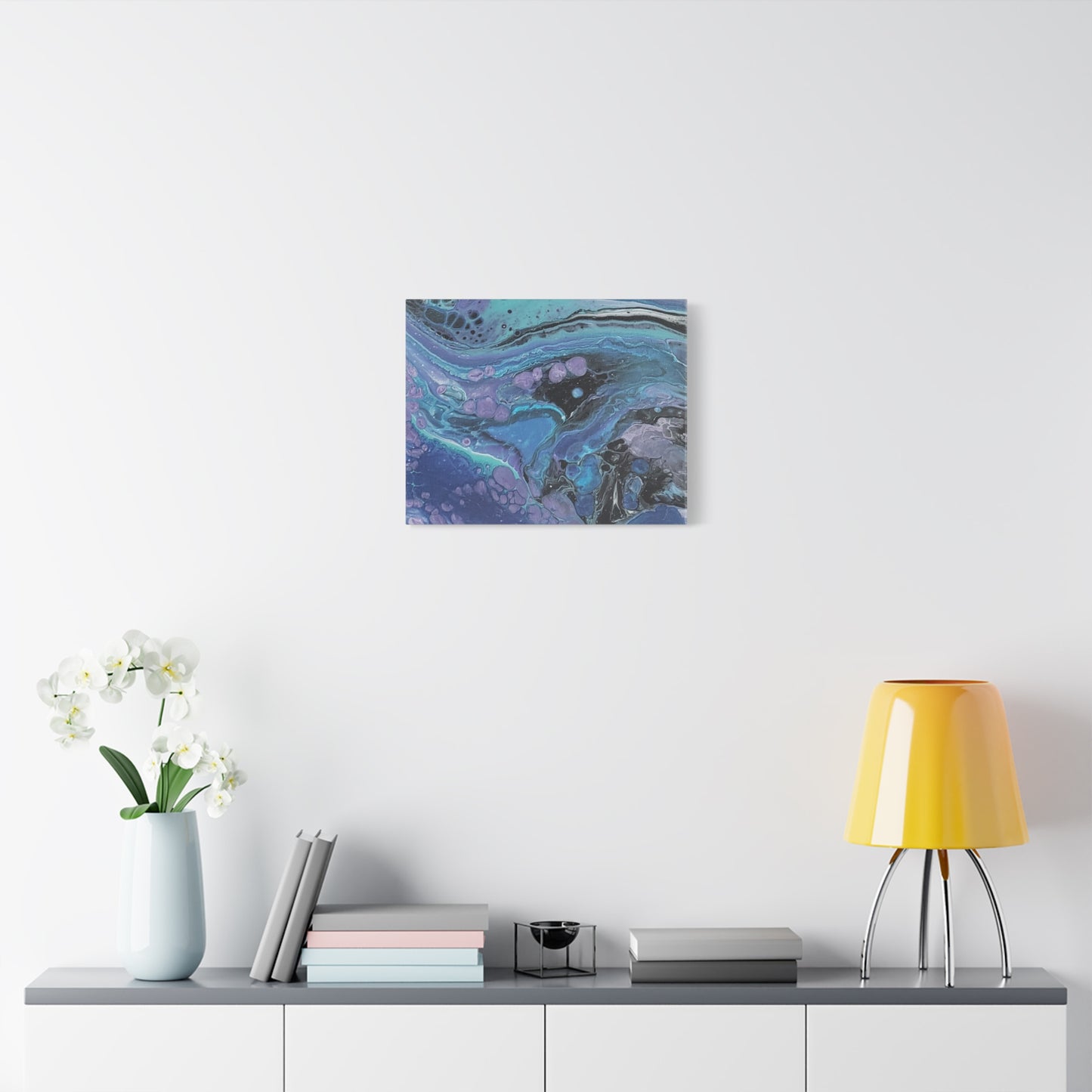 Abstract Ocean Wave Matte Canvas Print — Blue & Purple Fluid Art, Stretched 1.25"
