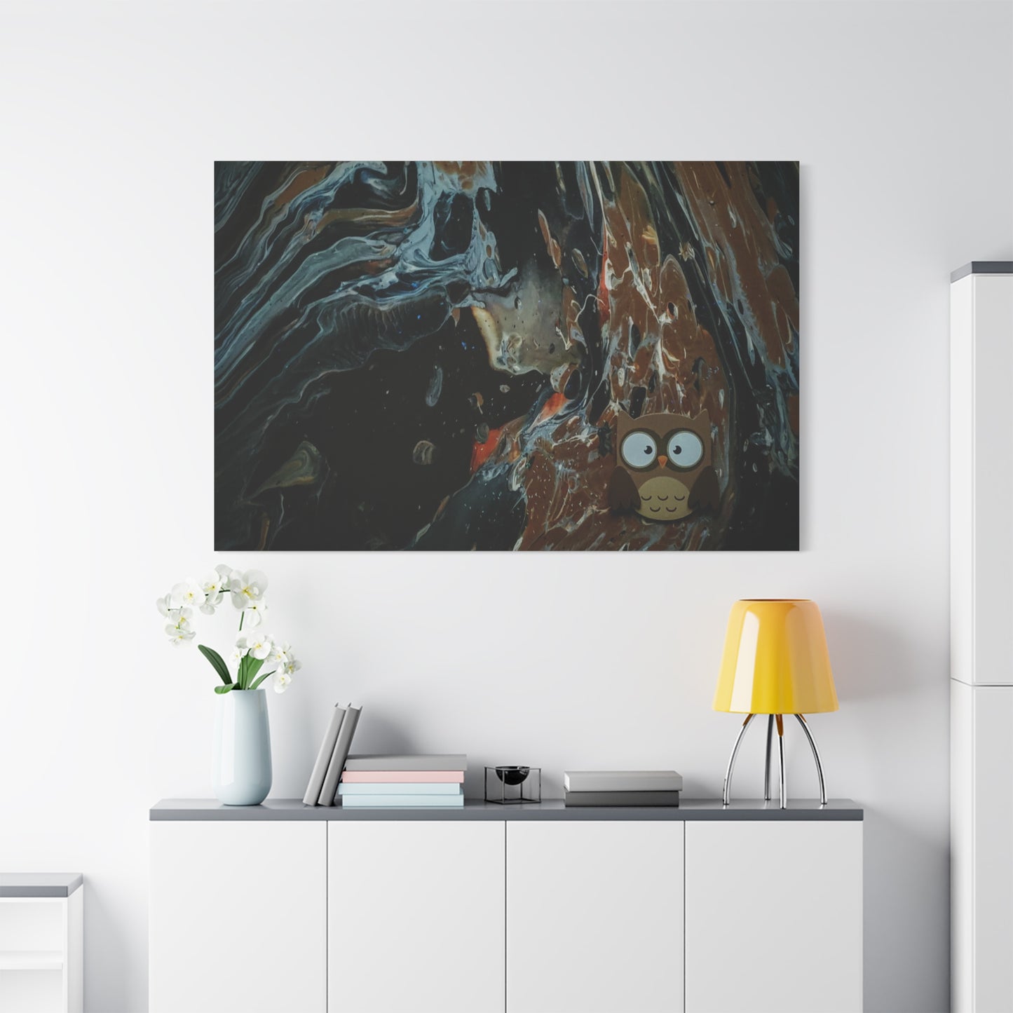 Abstract Swirl Owl Matte Canvas Print