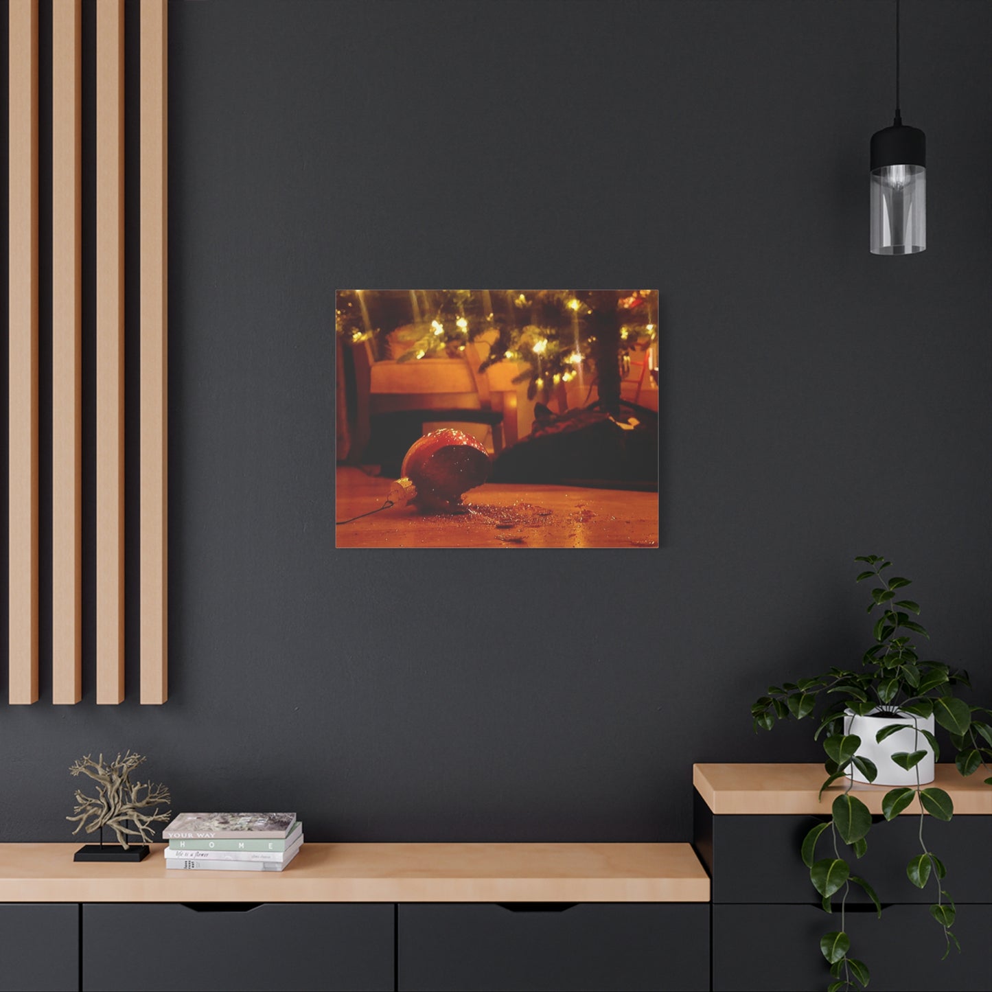 Christmas Tree Ornament Photo Canvas – Cozy Holiday Still Life Wall Art