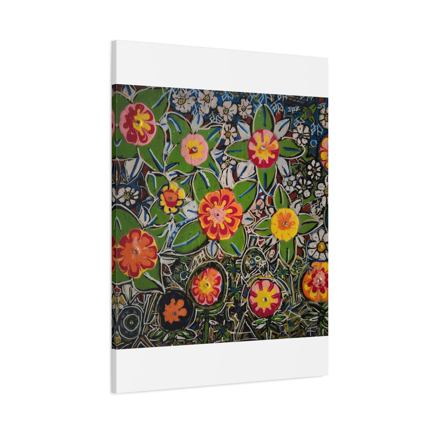 Urban_gardening-04 - Floral Pop Matte Stretched Canvas – Colorful Hand-Painted Garden Wall Art