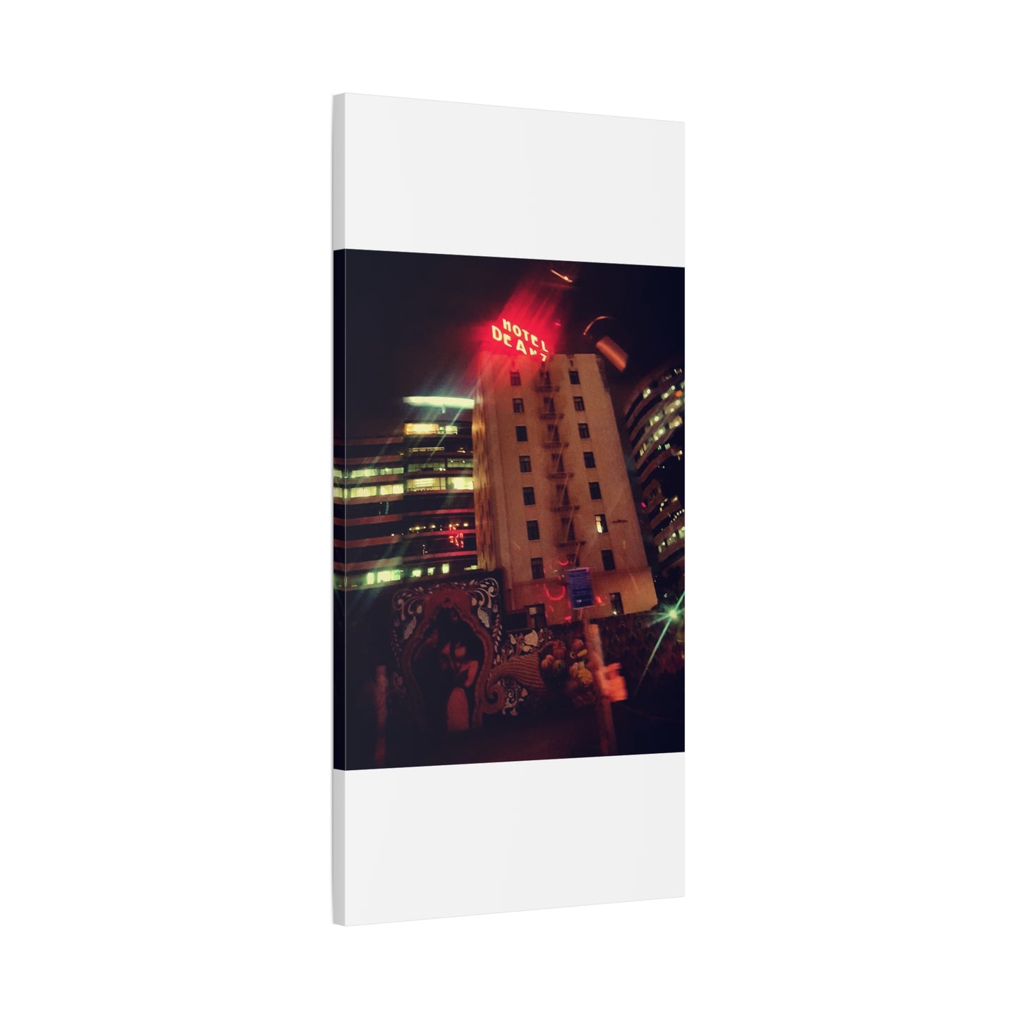 Hotel DeAnza - City Nightscape Canvas Print — Urban Street Art Building Matte Stretched 1.25"