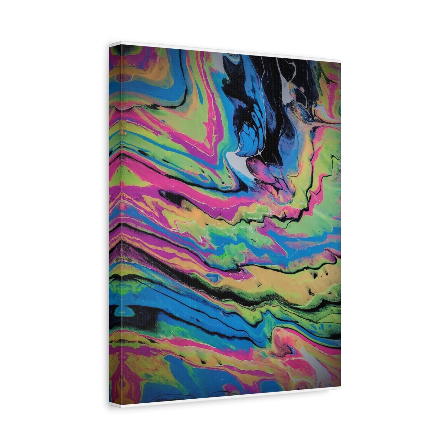 Abstract Neon Fluid Art Canvas Print — Vibrant Psychedelic Wall Decor