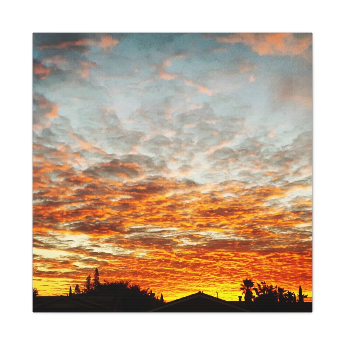 Sunset Sky Canvas Print — Orange Cloudscape Matte Stretched Wall Art