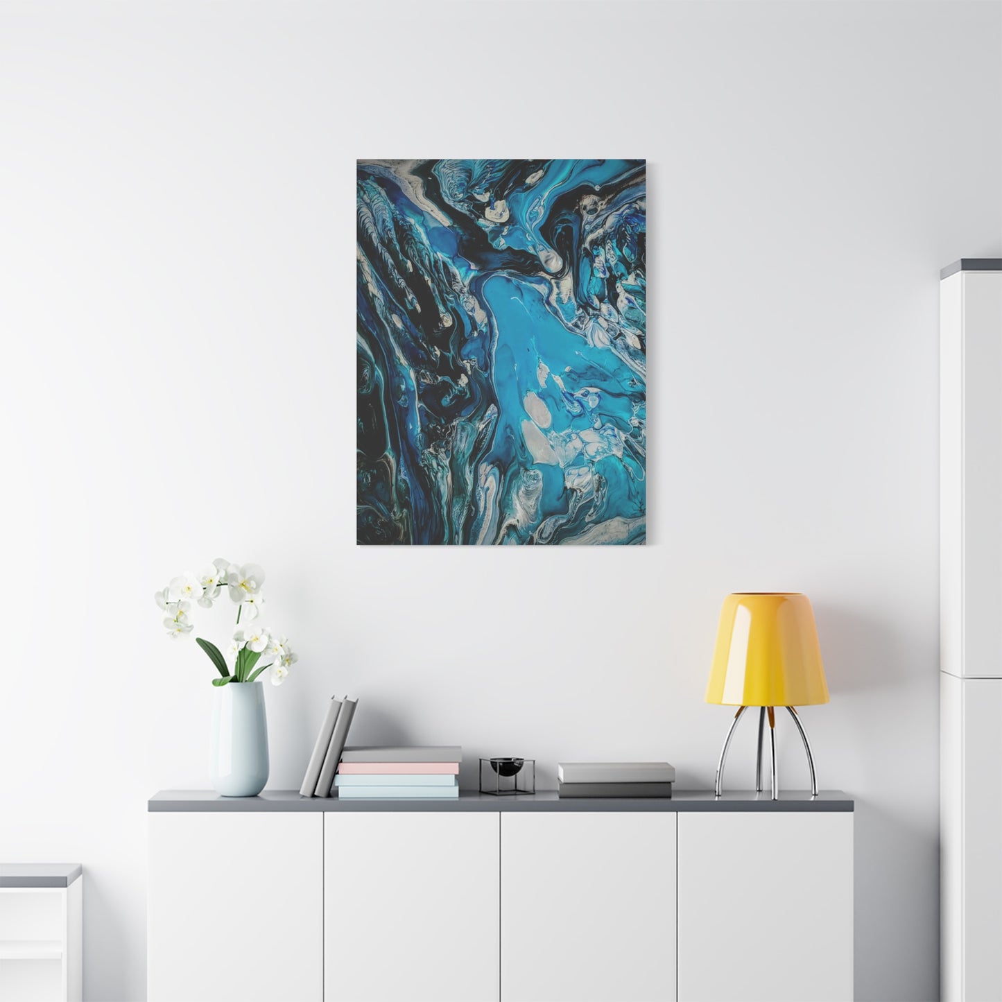Blue Ocean Abstract Matte Canvas Print — Stretched Wall Art