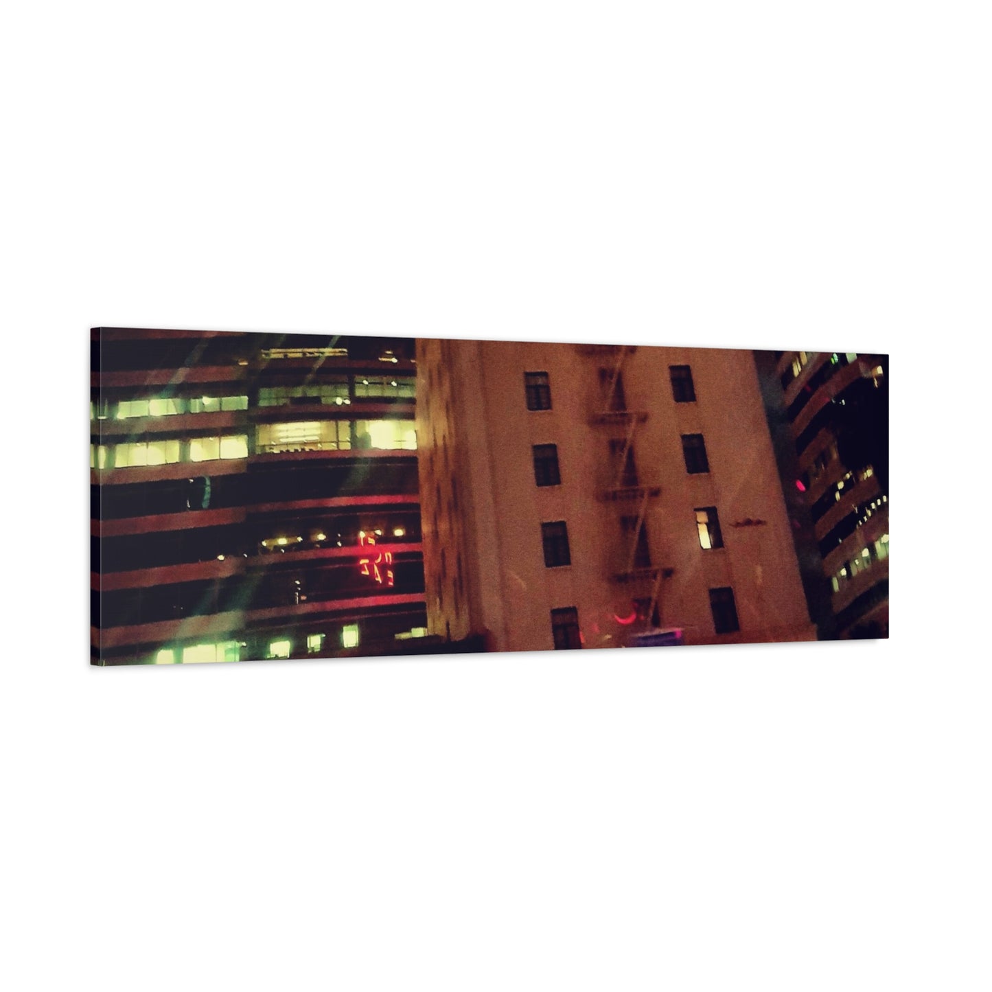 Hotel DeAnza - City Nightscape Canvas Print — Urban Street Art Building Matte Stretched 1.25"
