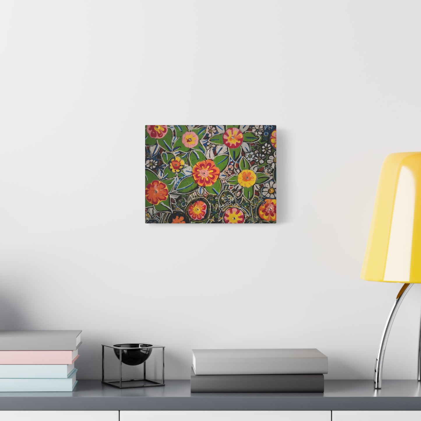 Urban_gardening-04 - Floral Pop Matte Stretched Canvas – Colorful Hand-Painted Garden Wall Art
