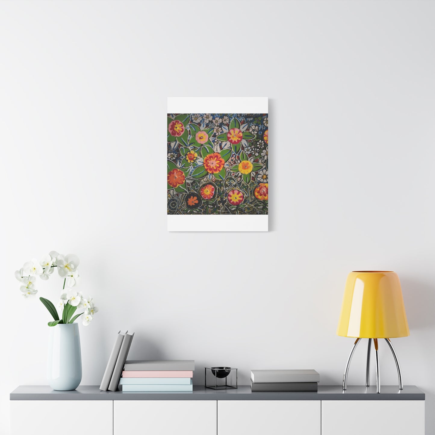 Urban_gardening-04 - Floral Pop Matte Stretched Canvas – Colorful Hand-Painted Garden Wall Art