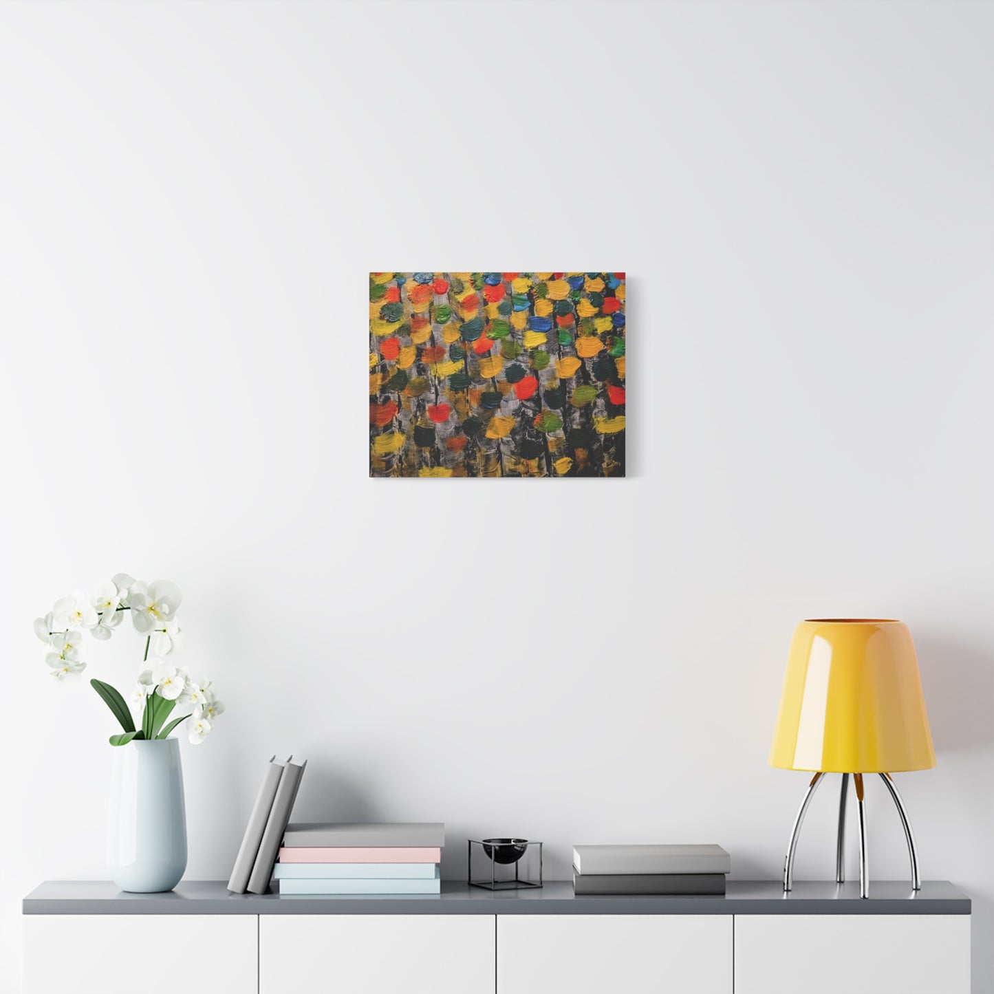 birch trees with color strokes - Abstract Color Bloom Matte Canvas Wall Art — Stretched 1.25"