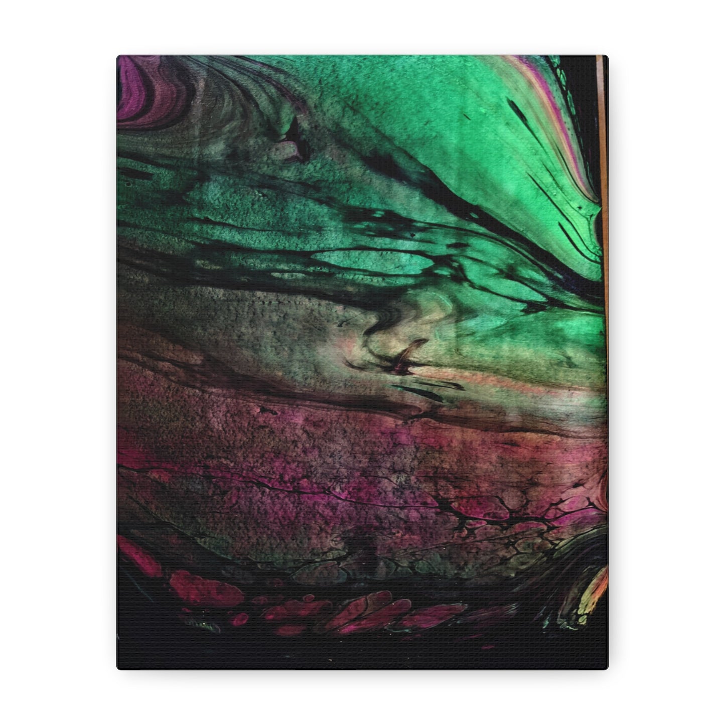 flame tempered pour - Abstract Teal & Magenta Canvas Wall Art — Matte Stretched 1.25"