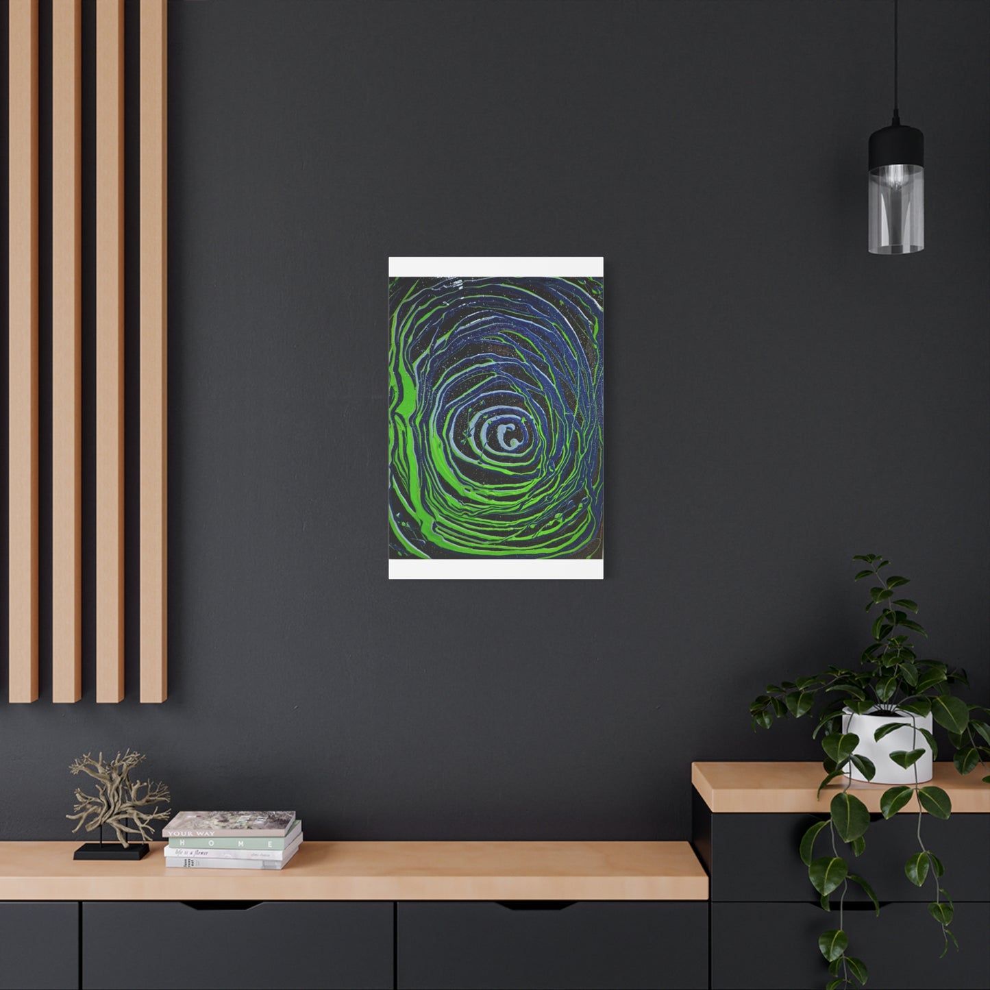 Abstract Green Swirl Matte Canvas Art — Stretched 1.25" Wall Décor
