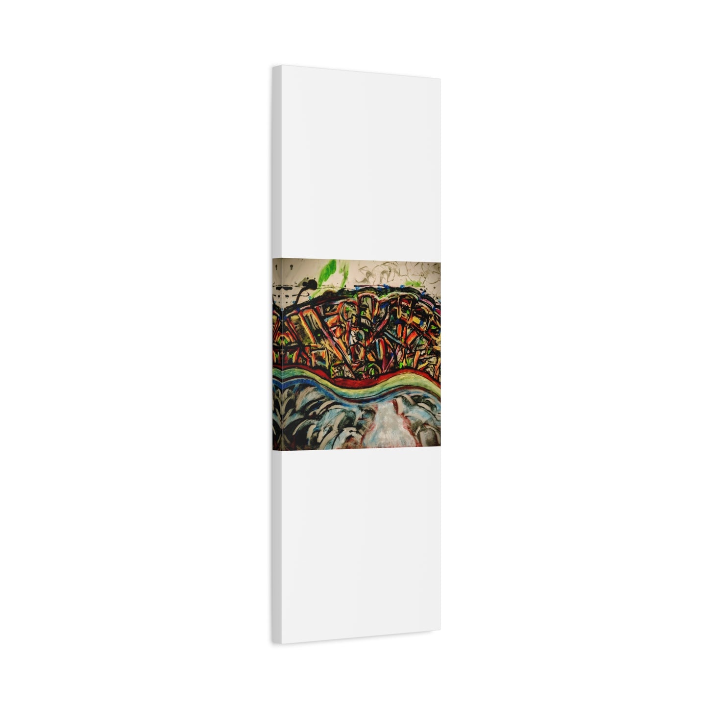 Acrylic_inequalities - Abstract Coastal Cityscape Canvas — Vibrant Ocean Wave Wall Art