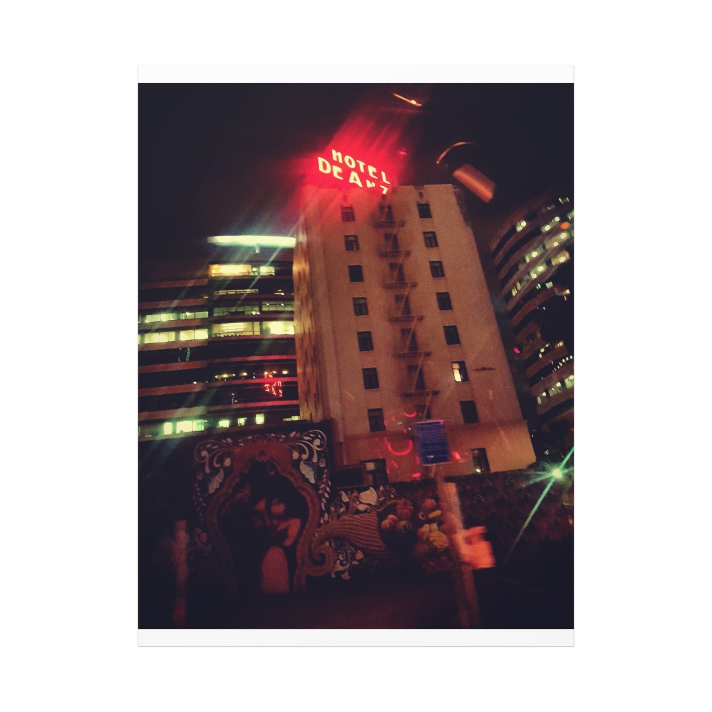 Hotel DeAnza - City Nightscape Canvas Print — Urban Street Art Building Matte Stretched 1.25"
