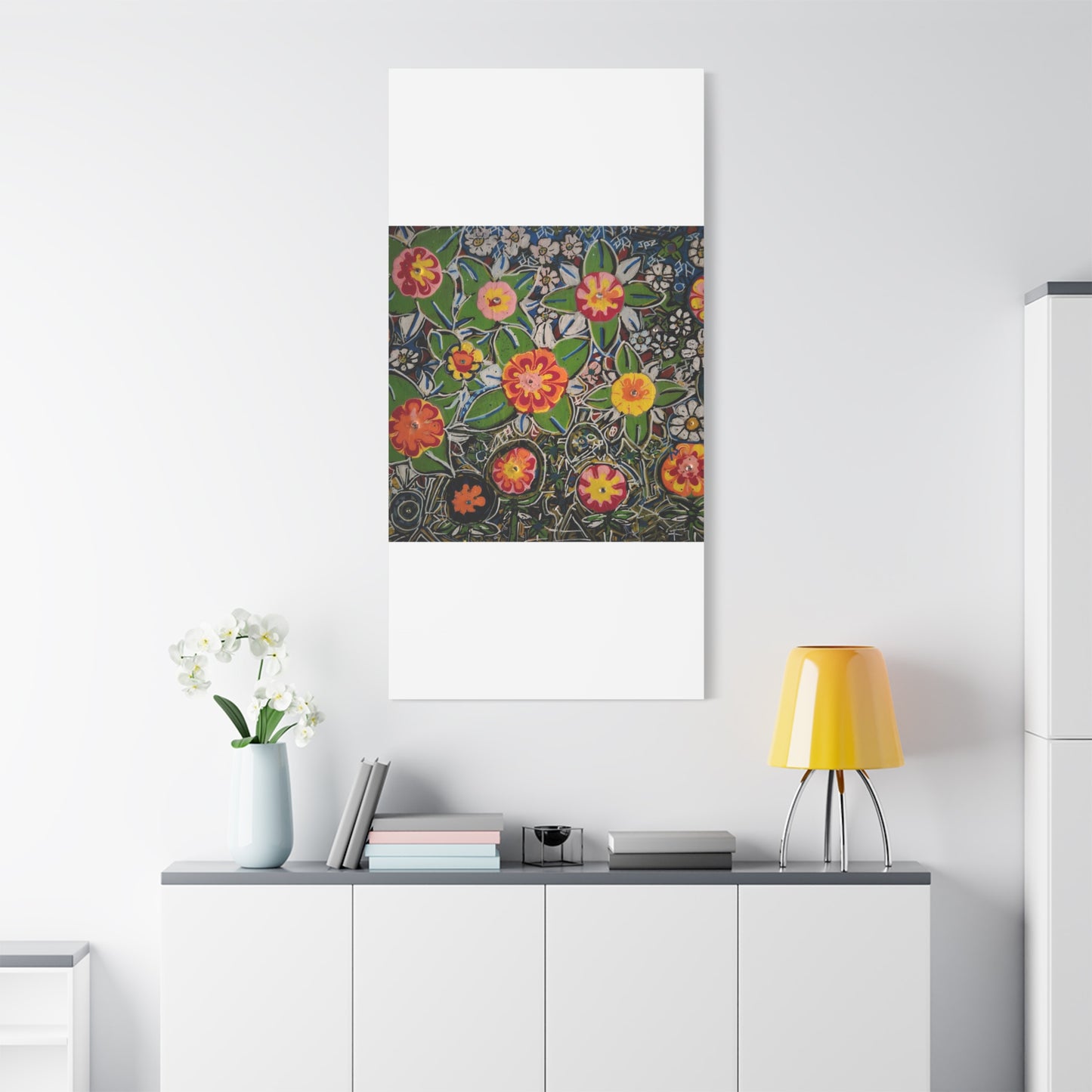 Urban_gardening-04 - Floral Pop Matte Stretched Canvas – Colorful Hand-Painted Garden Wall Art