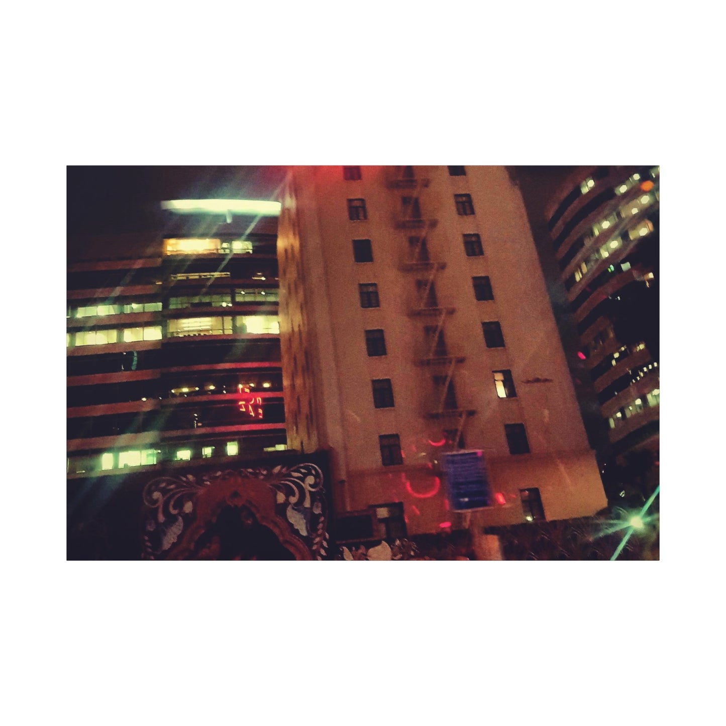 Hotel DeAnza - City Nightscape Canvas Print — Urban Street Art Building Matte Stretched 1.25"