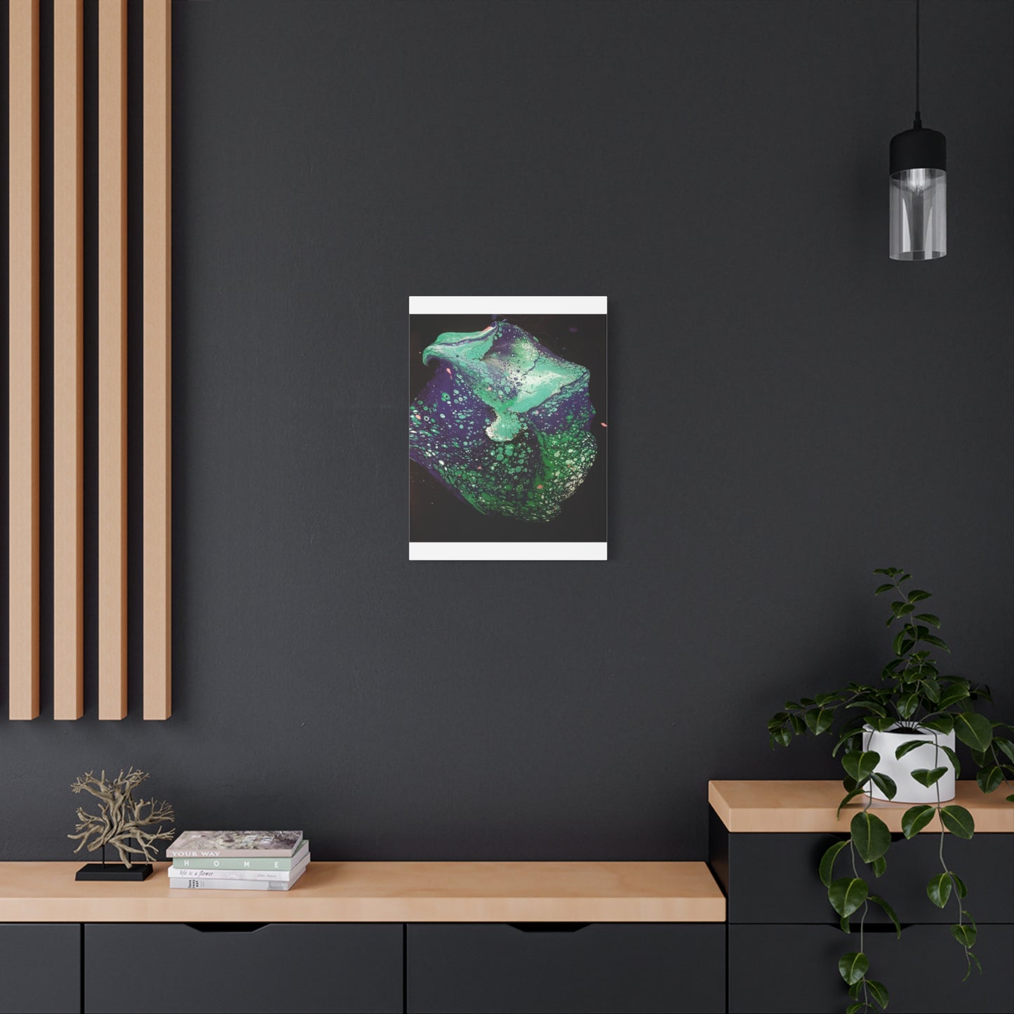 Abstract Green & Teal Fluid Art Canvas Print - Matte Stretched Wall Art