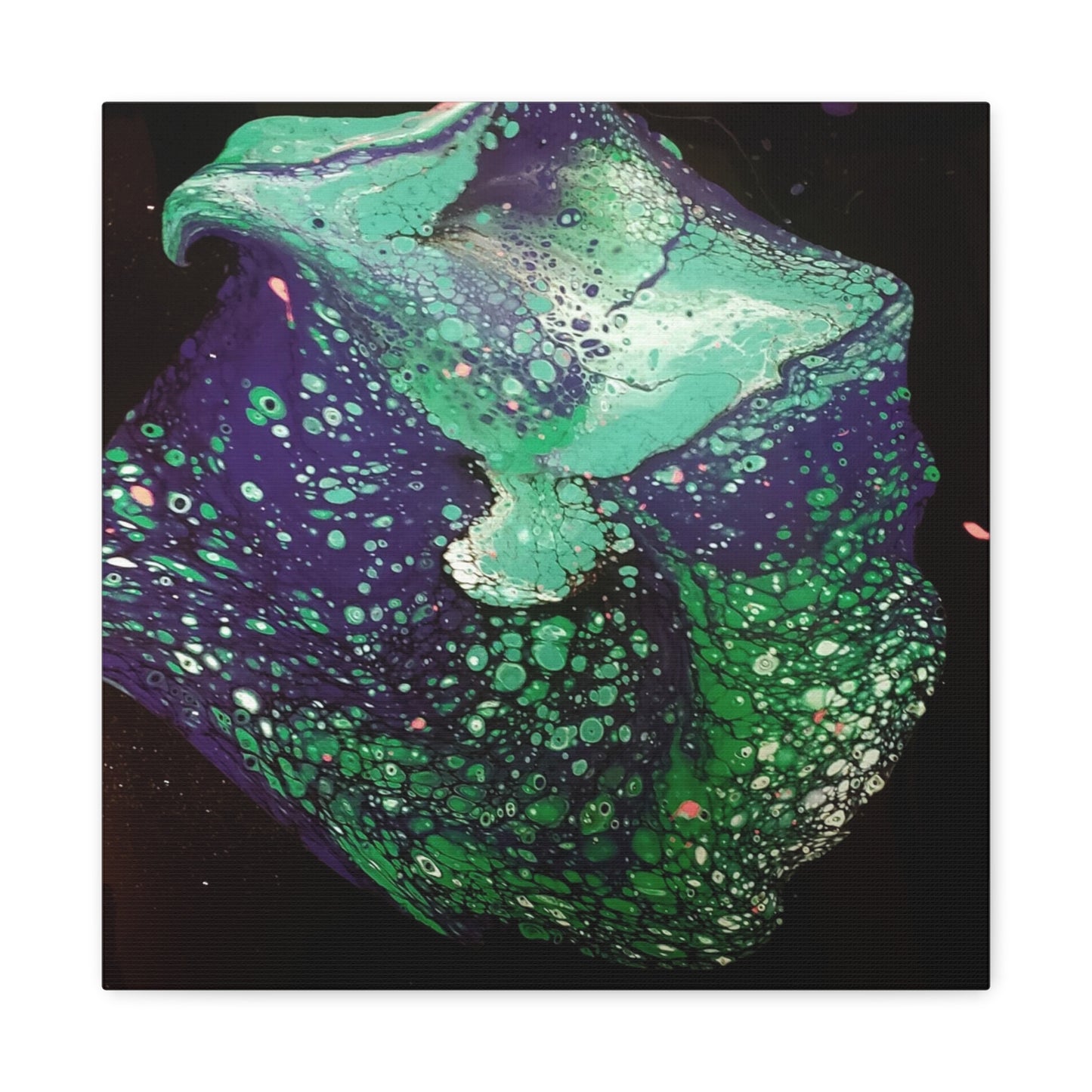 Abstract Green & Teal Fluid Art Canvas Print - Matte Stretched Wall Art