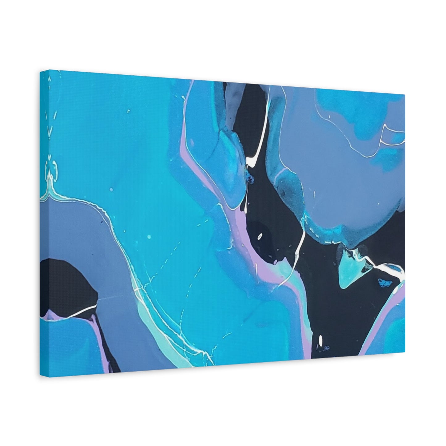 Abstract Blue Fluid Art Canvas Print — Matte Stretched Wall Art 1.25"