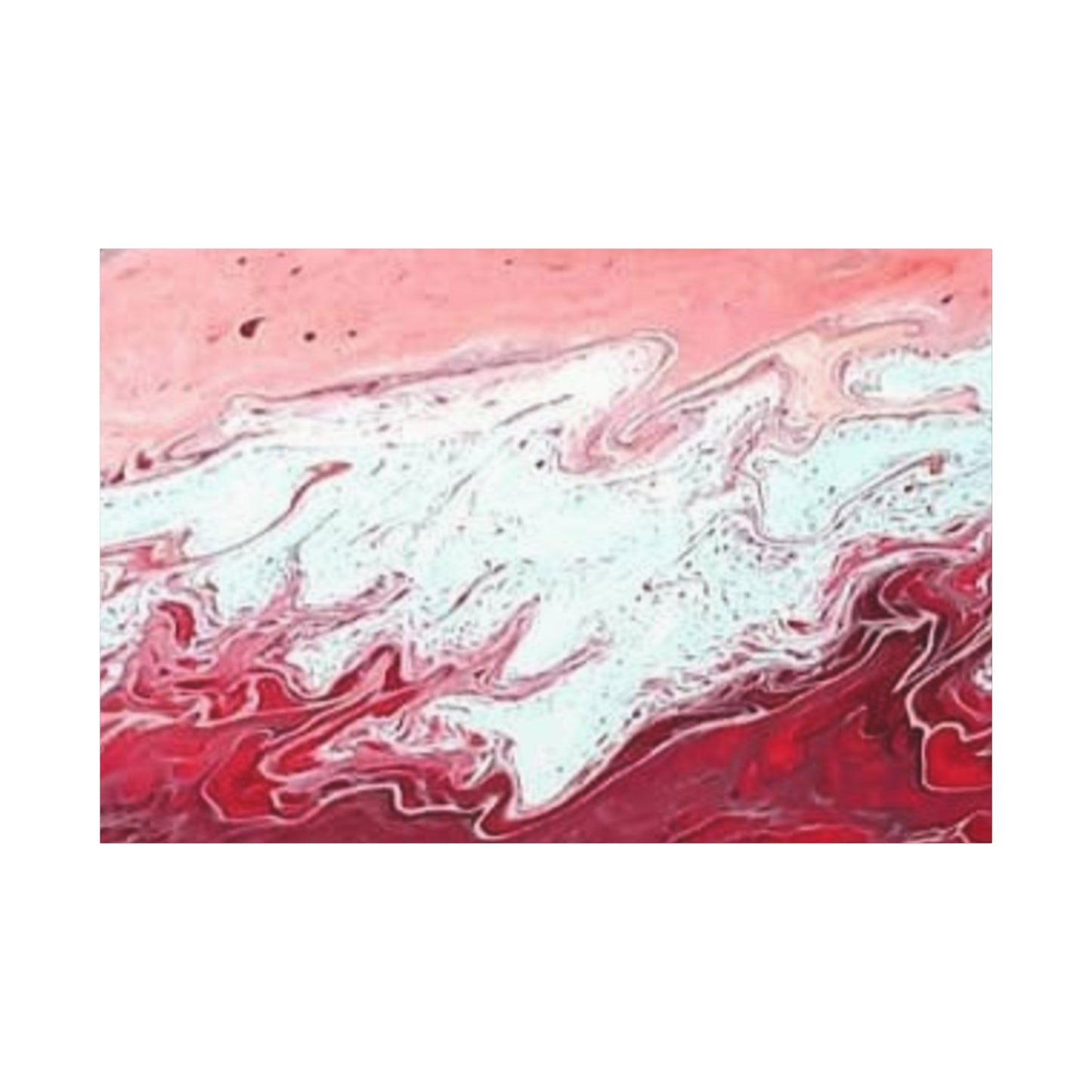 Abstract Pink & Red Fluid Art Canvas — Matte Stretched Wall Art