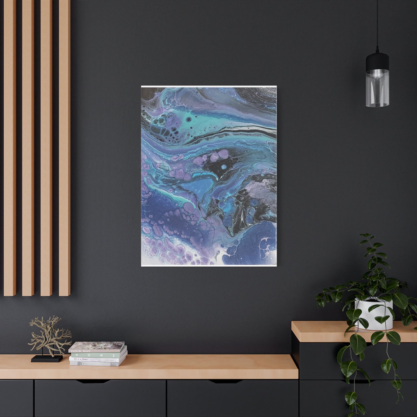 Abstract Ocean Wave Matte Canvas Print — Blue & Purple Fluid Art, Stretched 1.25"