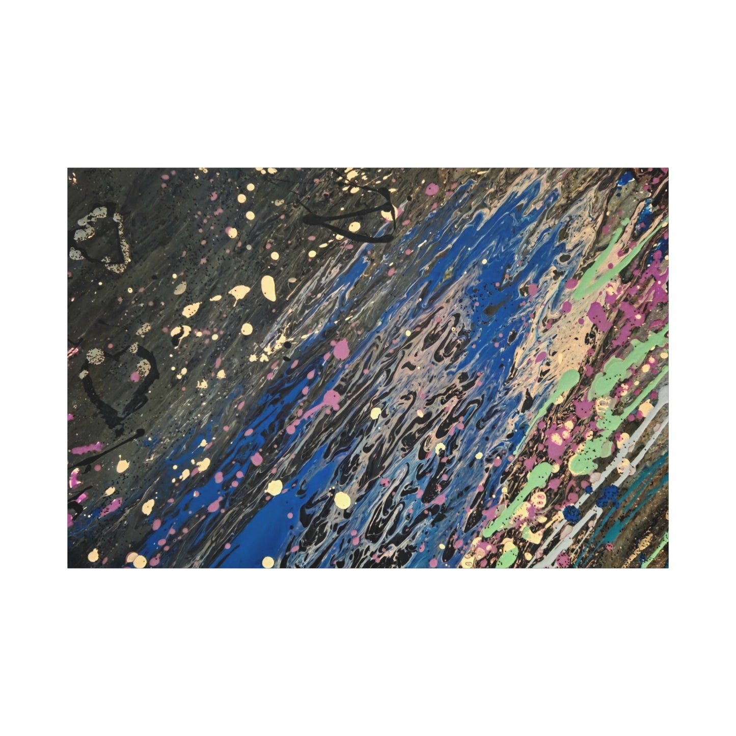 Abstract Splatter Matte Canvas Print — Colorful Fluid Art Wall Decor, Stretched 1.25"