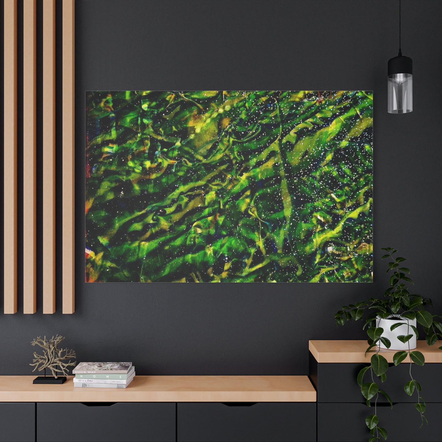 Confessions - Abstract Green Texture Canvas - Matte Stretched Wall Art