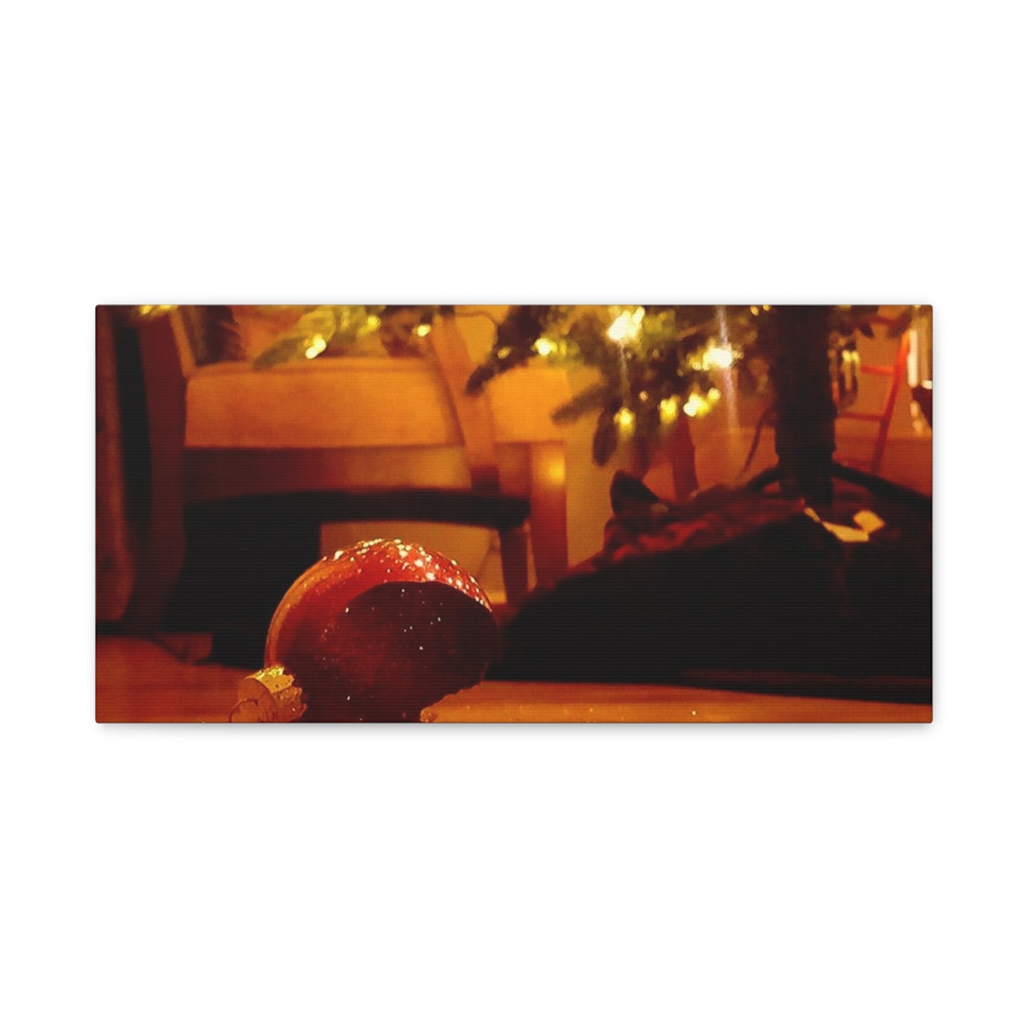 Christmas Tree Ornament Photo Canvas – Cozy Holiday Still Life Wall Art