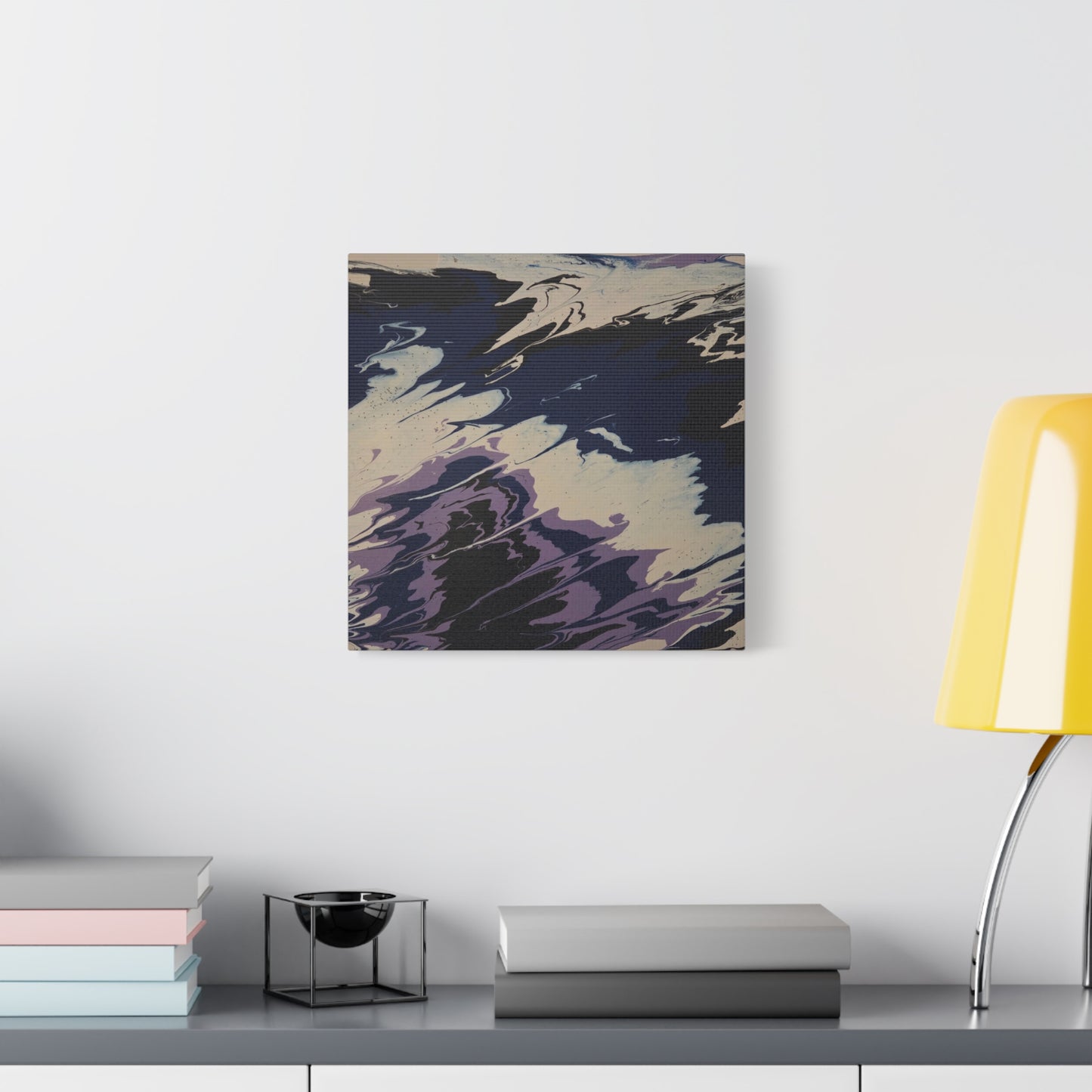 Abstract Navy & Lavender Wave Matte Stretched Canvas (1.25")