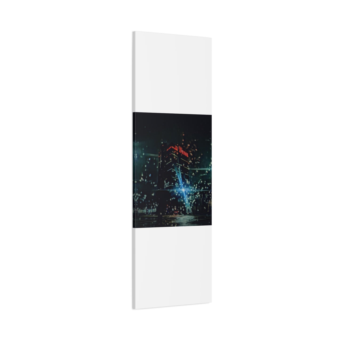 matrix @night Canvas Print — Moody Rainy Urban Wall Art (Matte Stretched)
