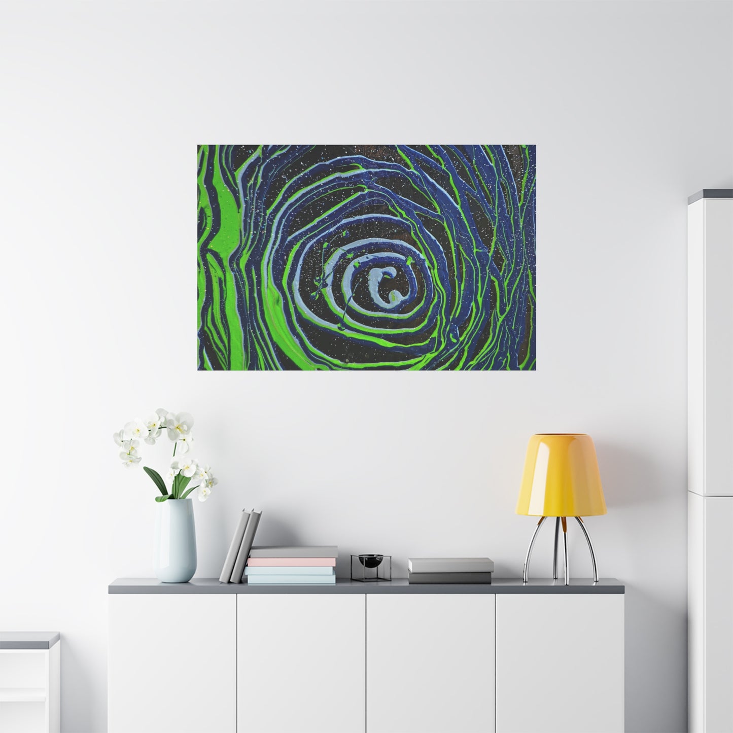 Abstract Green Swirl Matte Canvas Art — Stretched 1.25" Wall Décor