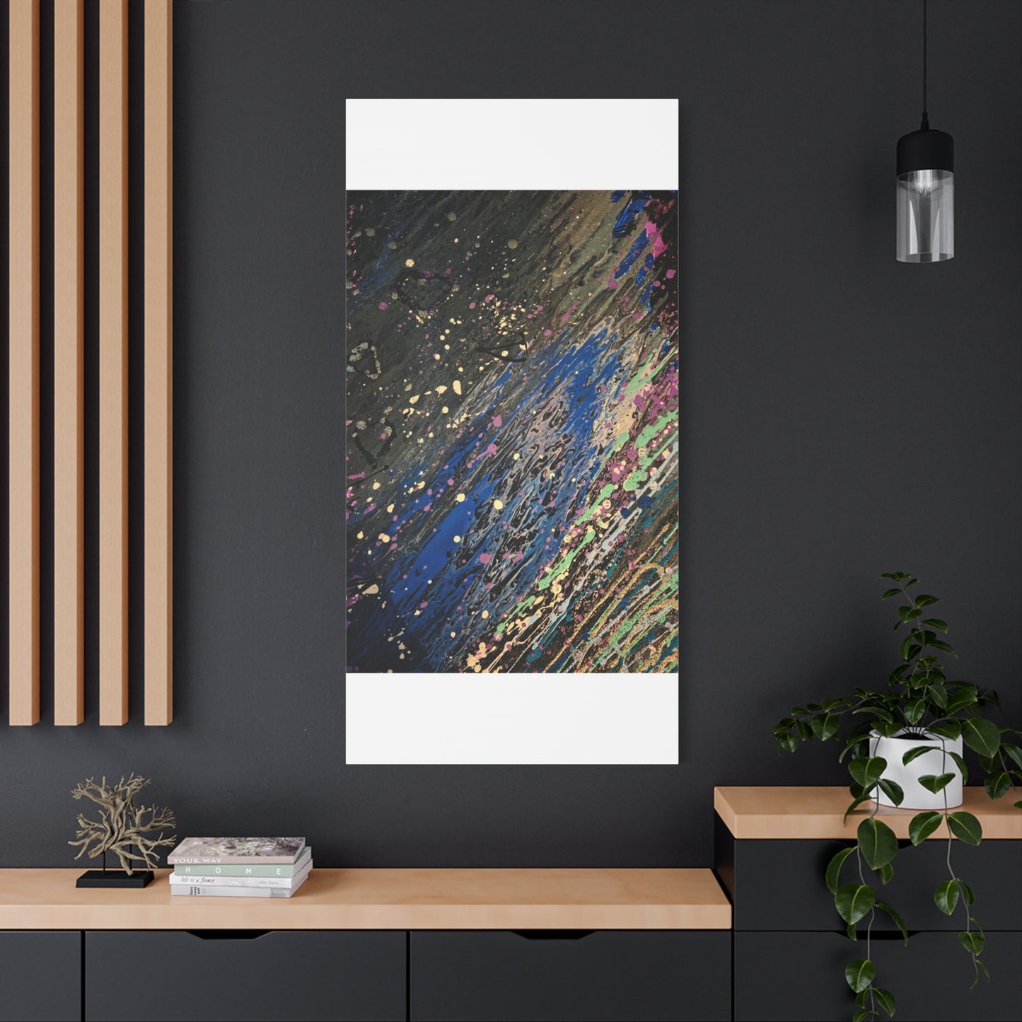 Abstract Splatter Matte Canvas Print — Colorful Fluid Art Wall Decor, Stretched 1.25"