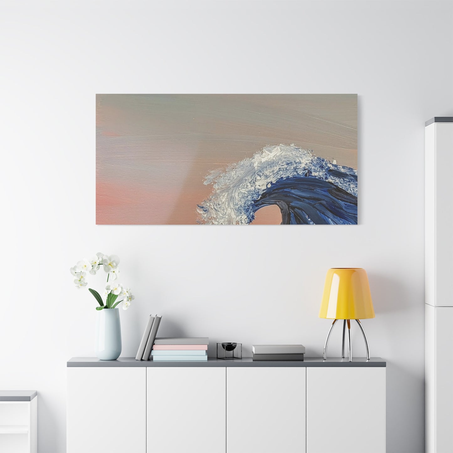 California_Coast - Ocean Wave Canvas Art — Blue Wave Seascape Matte Stretched Canvas